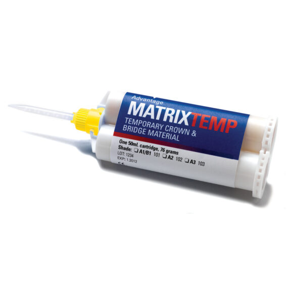 ADVANTAGE MATRIXTEMP TEMPORARY CROWN & BRIDGE MATERIAL Crown & Bridge Material, Temporary, MatrixTemp Shade A3, 50mL Cartridge, 10 Tips Advantage Dental Products 103