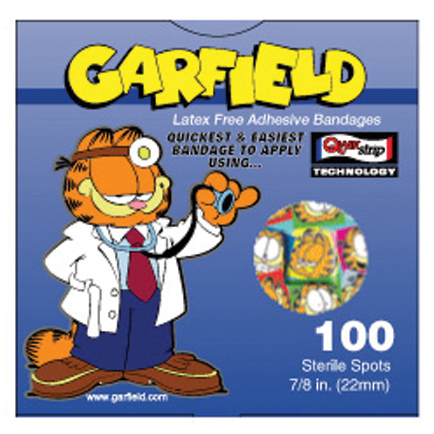 ASO CAREBAND™ DECORATED BANDAGES Garfield Adhesive Bandages, 7/8" Spots, Latex Free (LF), 100/bx, 12  bx/cs ASO, LLC GAR5561