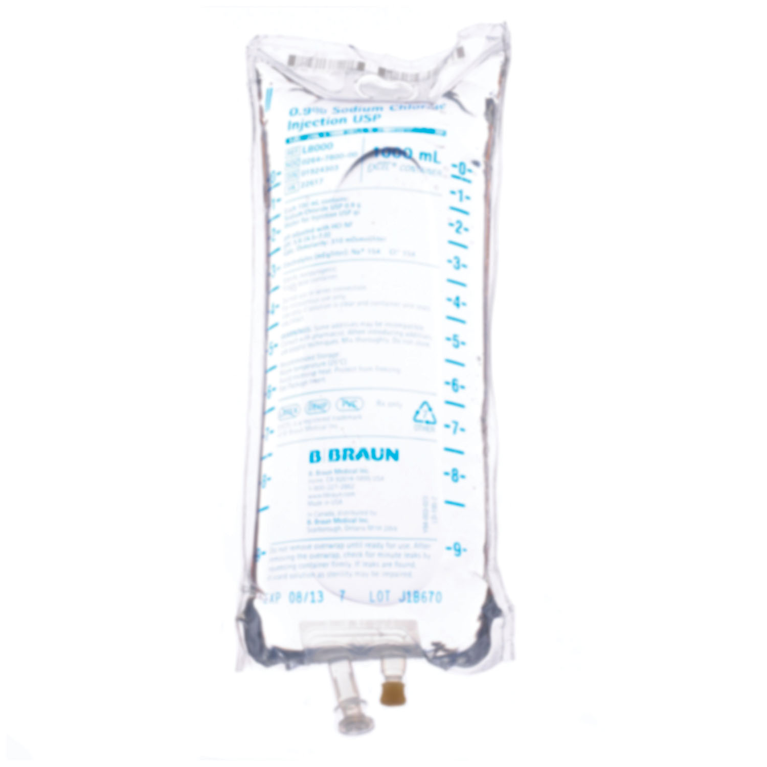 B BRAUN SODIUM CHLORIDE INJECTIONS USP Sodium Chloride Injections, 0.45%, 1000mL, EXCEL® Container (Rx) (Item is Non-Returnable), 12/cs (Continental US+HI Only, Excluding IN and ND) (To Be DISCONTINUED)  <Strong>Max weekly quantity allowed: 10</Strong> B Braun Medical, Inc. L8020