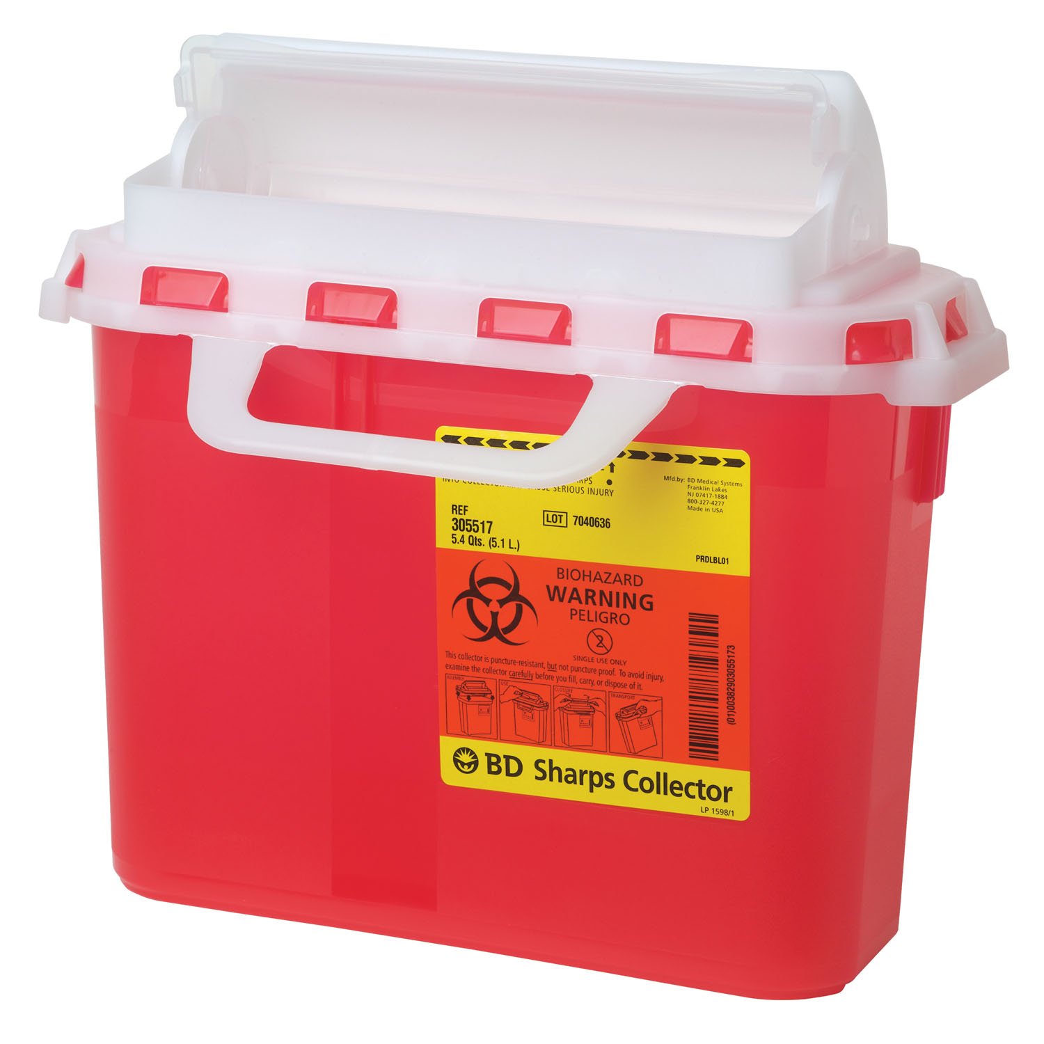BD PATIENT ROOM SHARPS COLLECTORS Sharps Collector, 2 & 3 Gallon, Next Generation, Counter Balanced Door, Red, 10/cs (Continental US Only) (Drop Ship Requires Pre-Approval) BD 305436