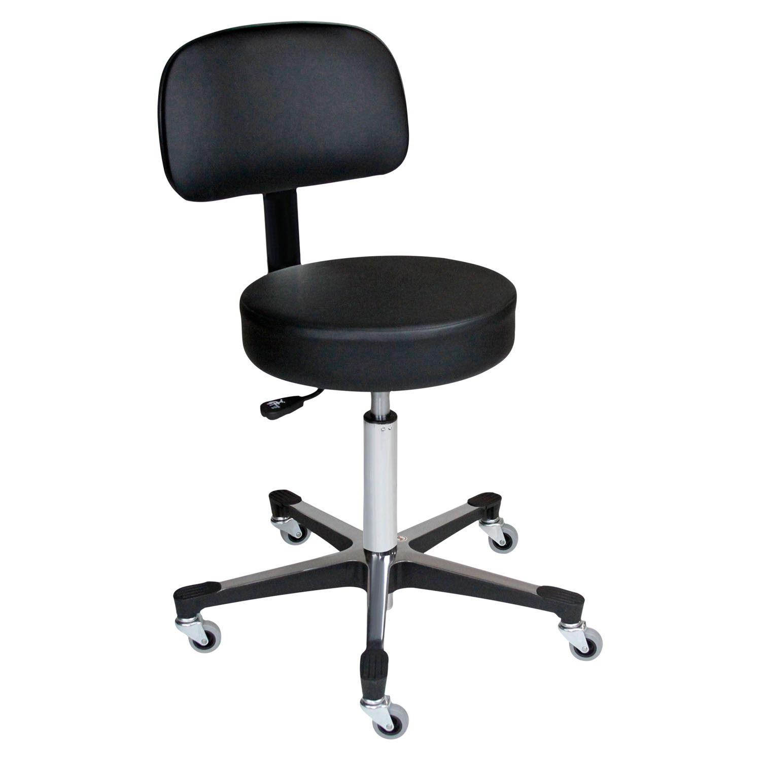 BLICKMAN STOOLS Pneumatic Exam Stool, Black, (5) Leg, Aluminum Base, Backrest (DROP SHIP ONLY) Blickman Industries 1041210225