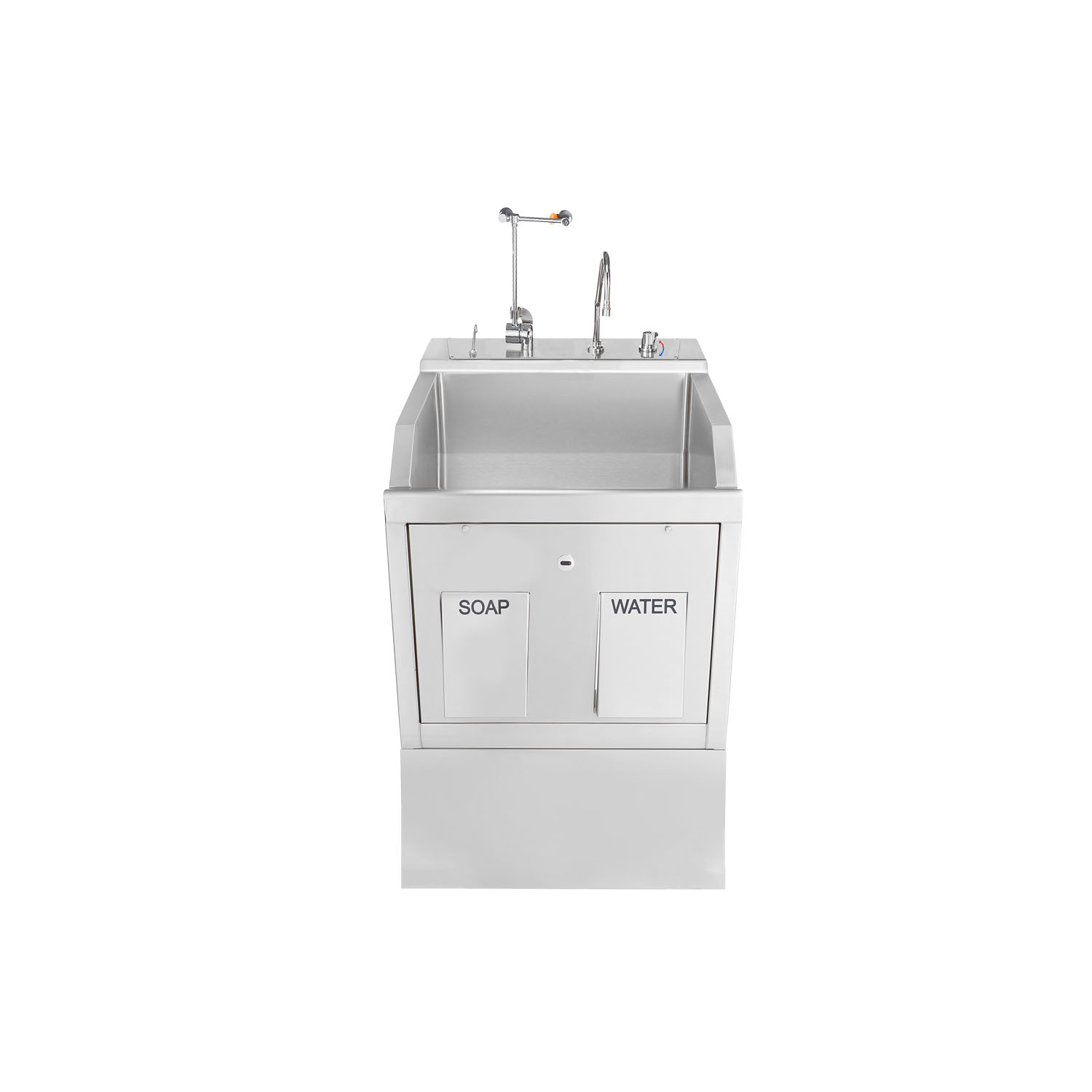 BLICKMAN SCRUB SINKS Lodi Scrub Sink, (1) Place, Pedestal Mounted, Knee Action Control, Soap Dispenser, Infrared Water Control, Eyewash, Digital Timer (DROP SHIP ONLY) Blickman Industries 1339881PED