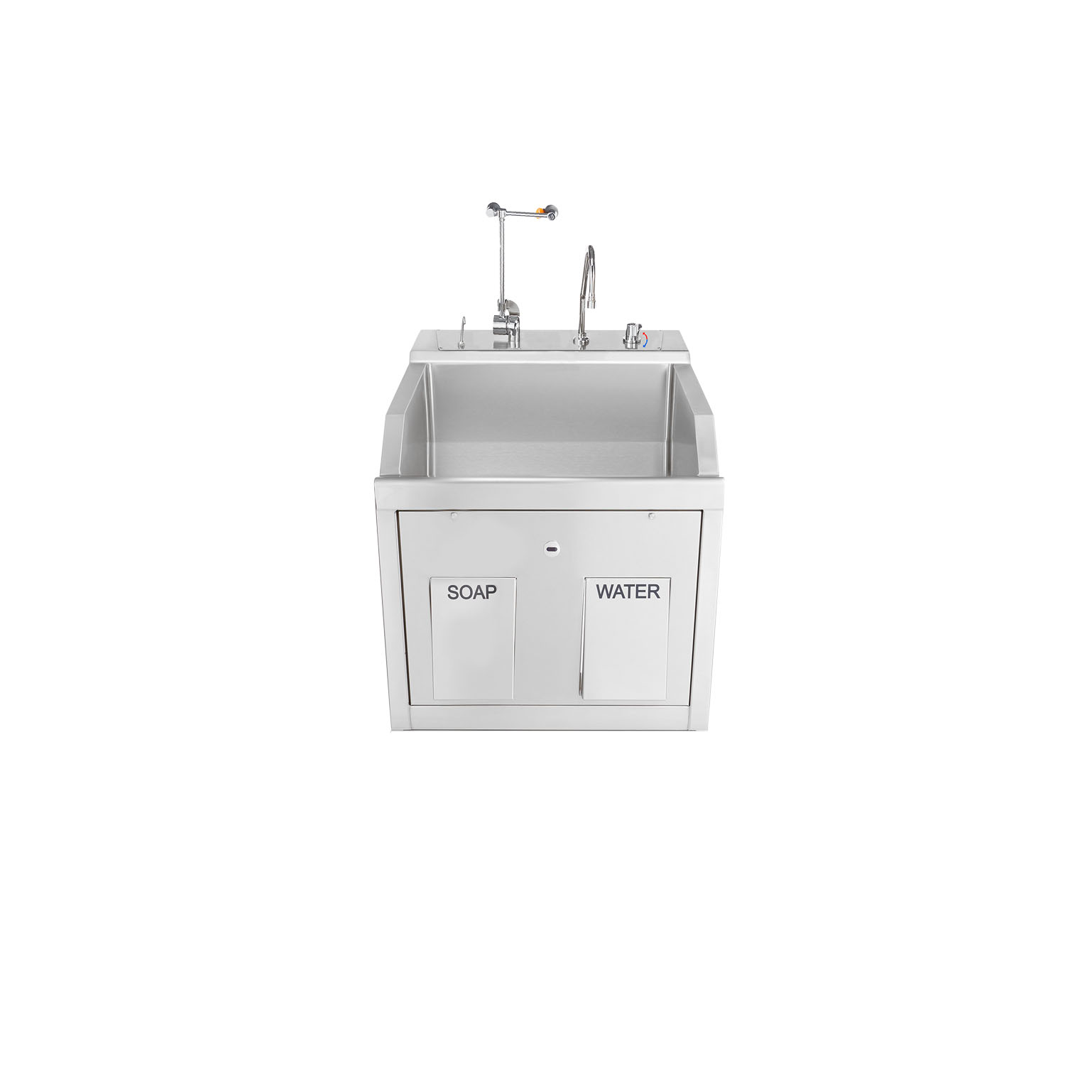 BLICKMAN SCRUB SINKS Lodi Scrub Sink, (1) Place Wall Mounted, Knee Action Control, Soap Dispenser, Infrared Water Control, Eyewash, Digital Timer (DROP SHIP ONLY) Blickman Industries 1339881WED