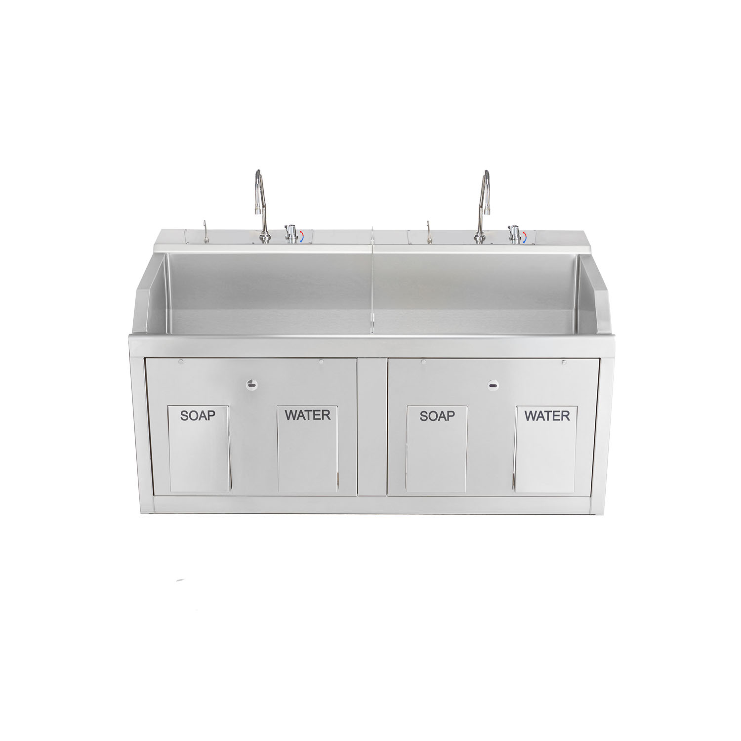 BLICKMAN SCRUB SINKS Lodi Scrub Sink, (2) Place, Wall Mounted, Knee Action Control, Soap Dispenser, Infrared Water Control (DROP SHIP ONLY) Blickman Industries 1339882W00