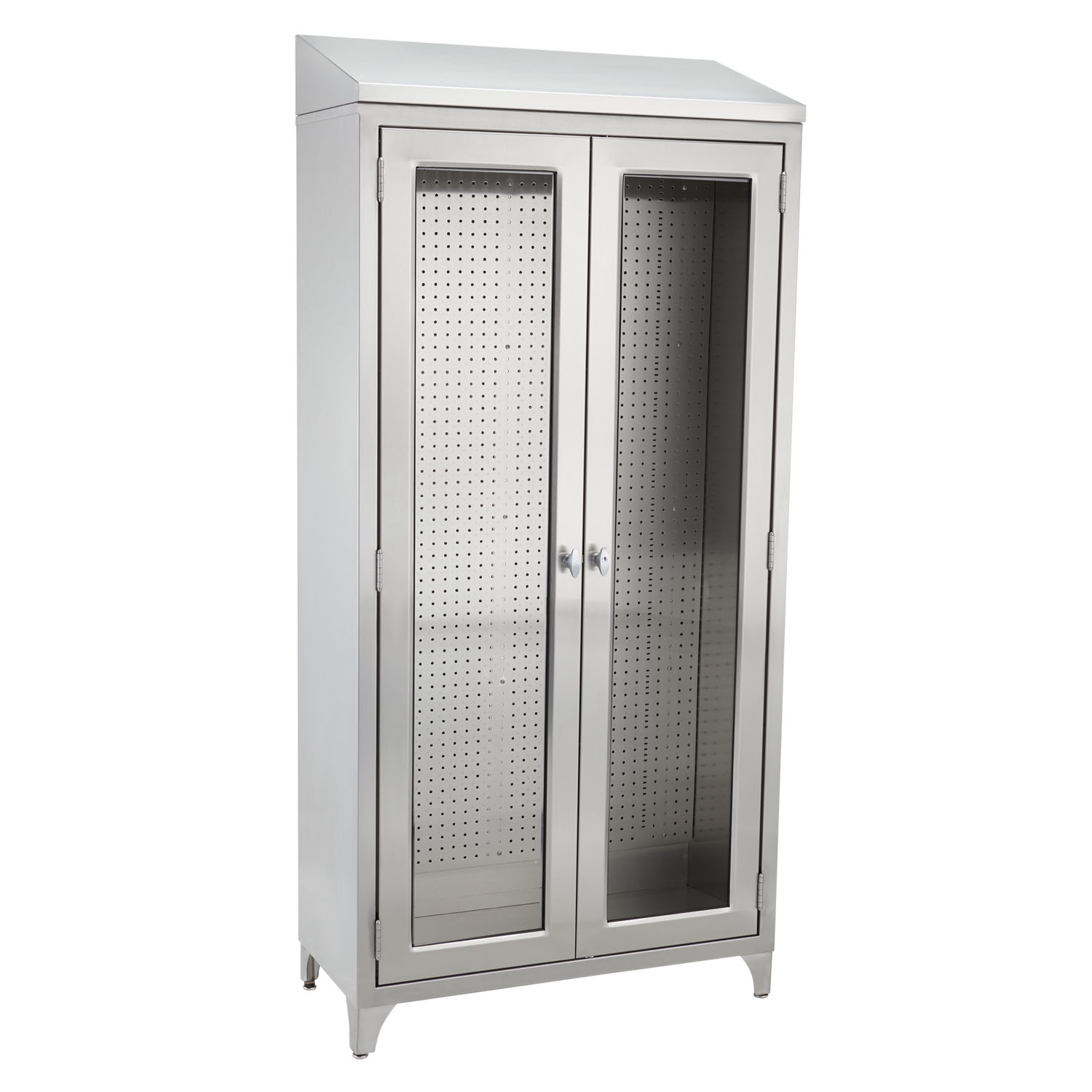 BLICKMAN STAINLESS STEEL CABINETS Walter Cabinet 47 5/8"W x 76"H x 16"D, Glides, Stainless Steel Pegboard (DROP SHIP ONLY) Blickman Industries 1537960000