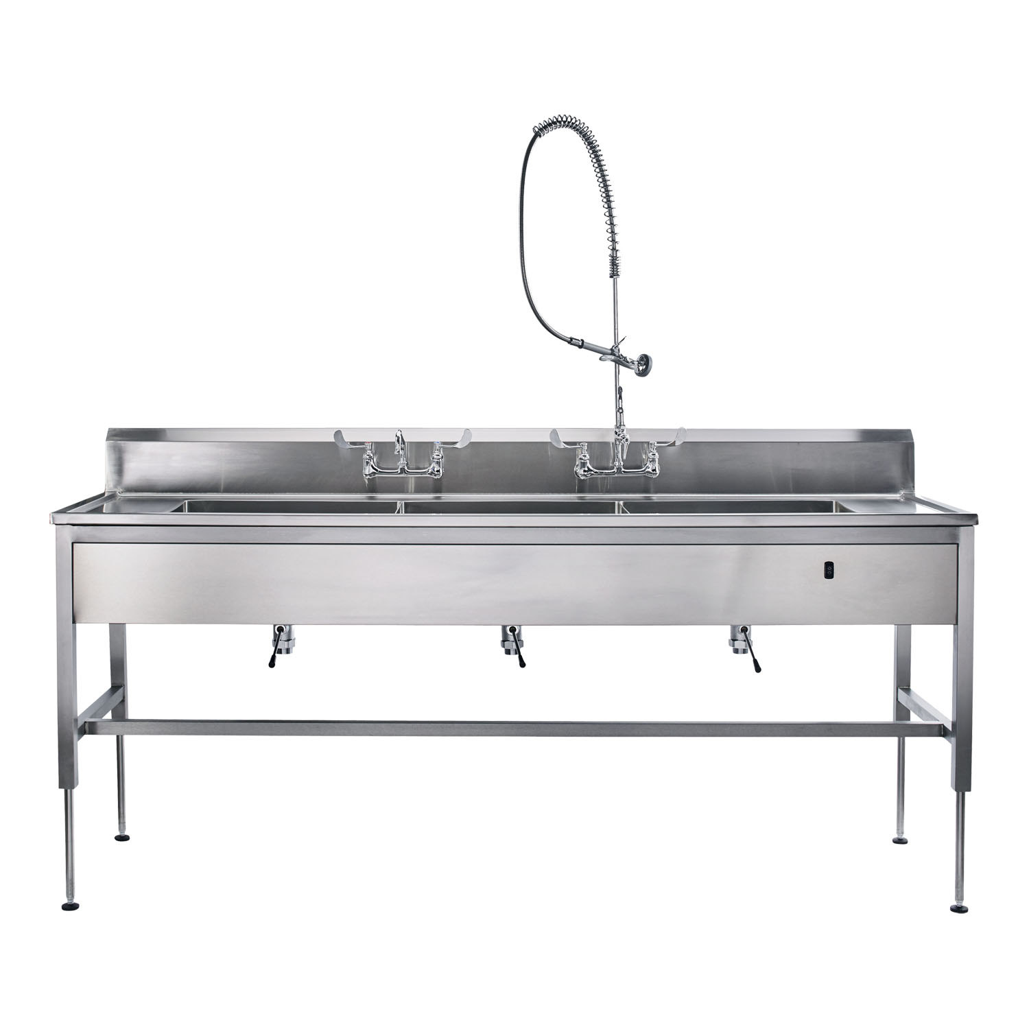BLICKMAN DECONTAMINATION STATIONS Decontamination Station 116"W x 26 1/2"D, Hydraulic Lift, (8") Backsplash, (3) 25"W x 18"H x 10"D Bowls, (3) Waste Lever Drains, Bowls Etched w/Gallon & Liter Measures (DROP SHIP ONLY) Blickman Industries 162DSHY017