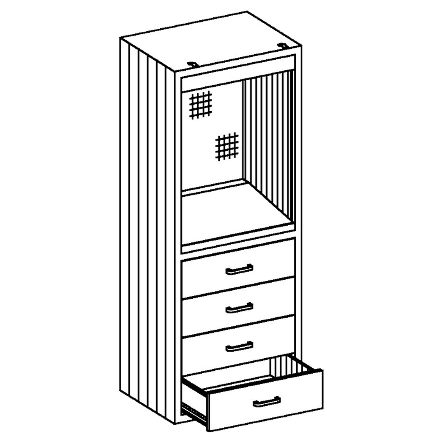 BLICKMAN EQUIPMENT & SUPPLIES CABINETS Equipment and Supplies Cabinet 24 1/8"W x 60"H x 18"D Console Cabinet, Sloped Writing Surface, White Porcelain, (4) Drawers (DROP SHIP ONLY) Blickman Industries 1713224000