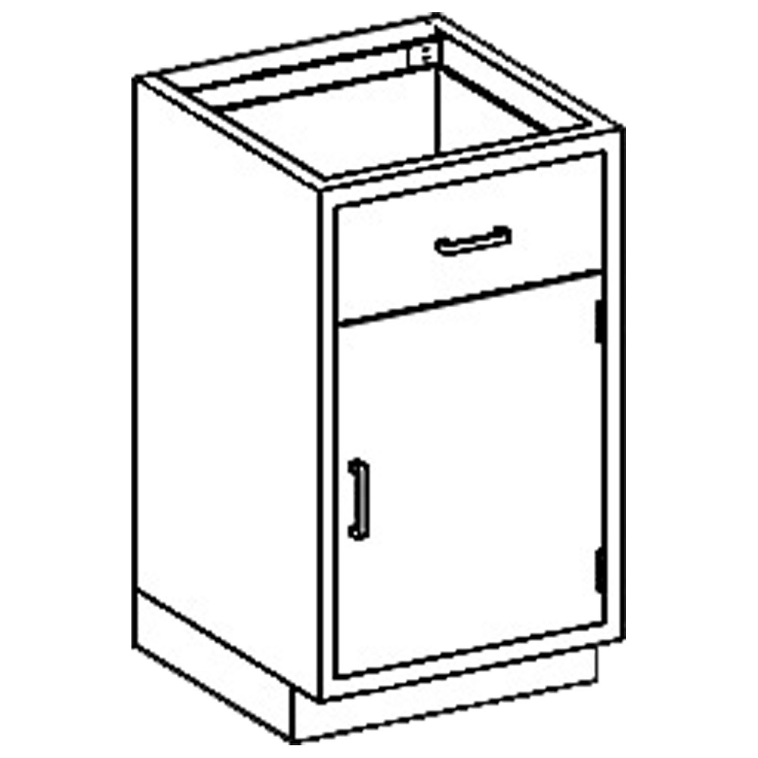 BLICKMAN CASE CABINETS Base Cabinet 24 1/8"W x 35 3/4"H x 22"D, (1) Stainless Steel Adjustable Shelf, (1) Drawer Over (1) Right Hinge Door (DROP SHIP ONLY) Blickman Industries 2012124000