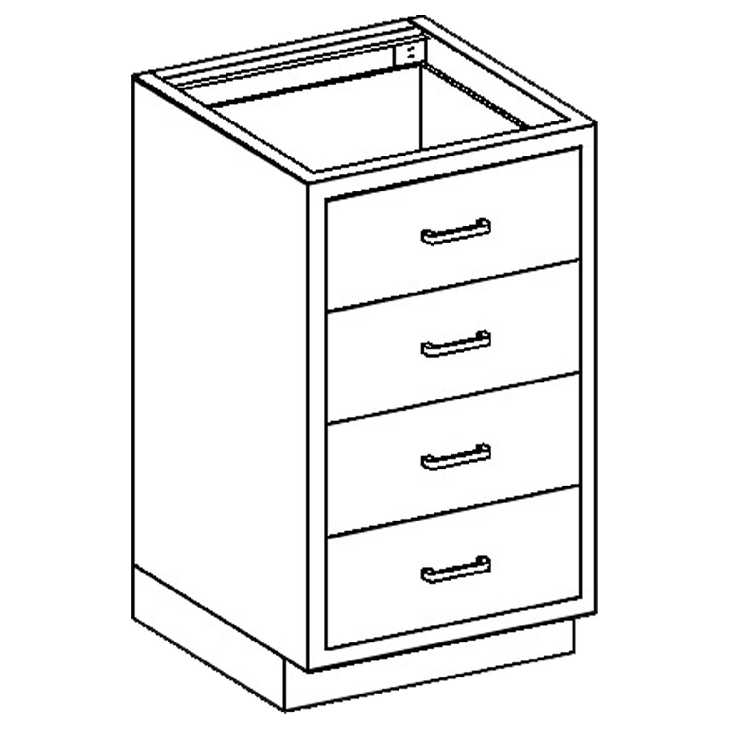 BLICKMAN CASE CABINETS Base Cabinet 24 1/8"W x 35 3/4"H x 22"D, (4) 1/4-1/2 Drawers (DROP SHIP ONLY) Blickman Industries 2012324000
