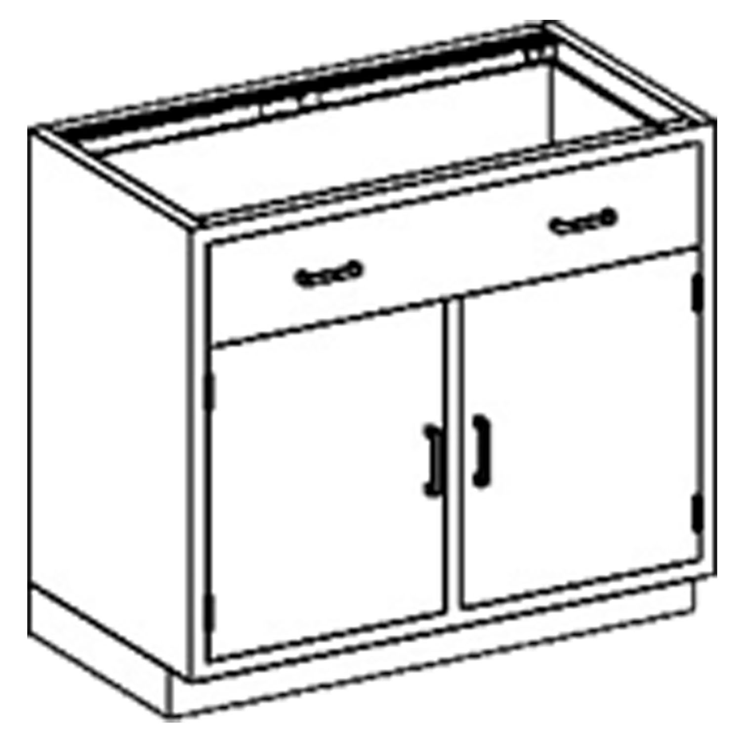 BLICKMAN CASE CABINETS Base Cabinet 35"W x 35 3/4"H x 22"D, (1) Stainless Steel Adjustable Shelf, (1) 1/4-1/2 Drawer, 35" Over, (2) Hinged Doors (DROP SHIP ONLY) Blickman Industries 2013235001