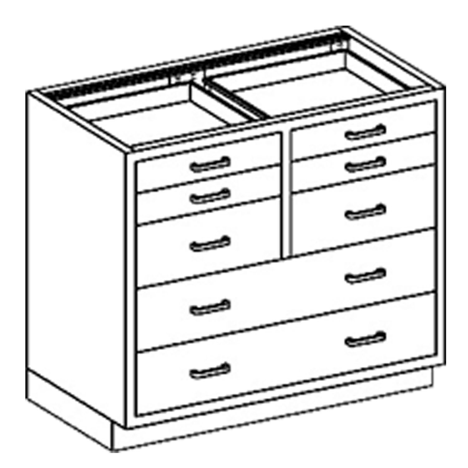 BLICKMAN CASE CABINETS Base Cabinet 35"W x 35 3/4"H x 22"D, (4) 1/8-1/2 Drawers, 35" Over  (DROP SHIP ONLY) Blickman Industries 2013235002
