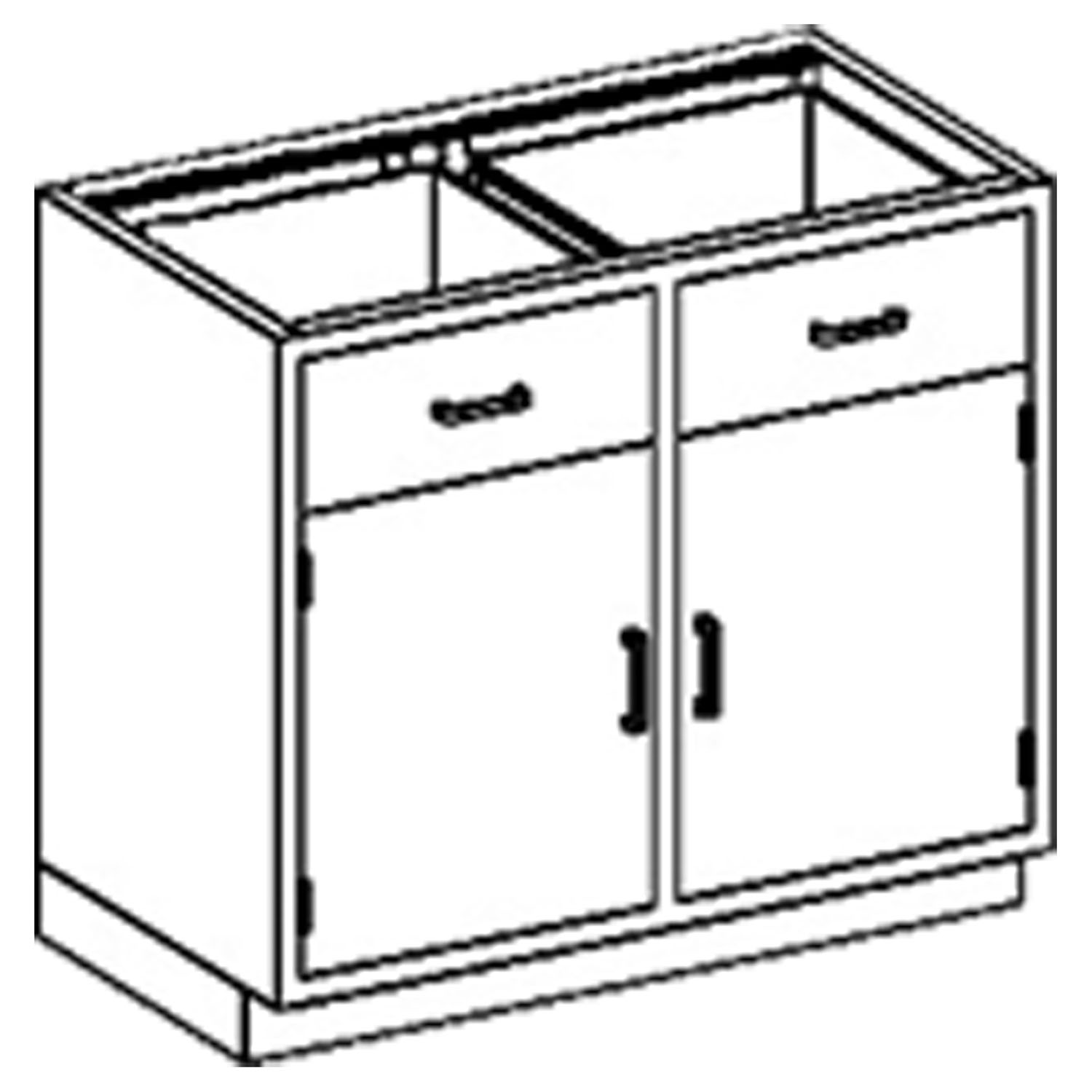 BLICKMAN CASE CABINETS Base Cabinet 35"W x 35 3/4"H x 22"D, (1) Stainless Steel Adjustable Shelf, (2) 1/4-1/2 Drawers, 35" Over (2) Hinged Doors (DROP SHIP ONLY) Blickman Industries 2013335000