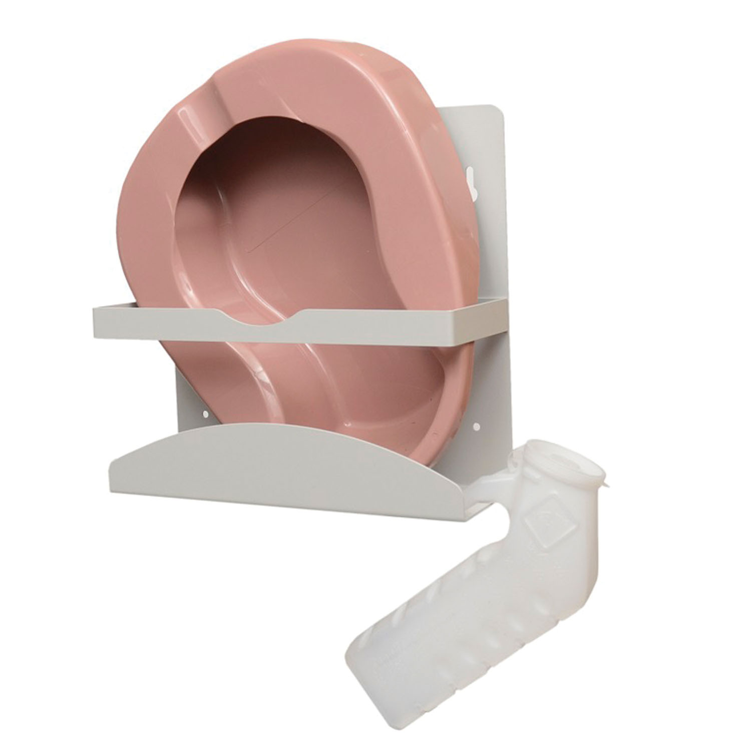 MARKETLAB BOWMAN BEDPAN DISPENSER Bedpan/ Urinal Dispenser, Holds Standard Size Bedpans, Urinals & Specimen Collection Containers, Keyholes For Wall Mounting, Quartz Powder Coated Aluminum, 12 5/16"W x 12"H x 4 11/16"D (Made in USA) MarketLab, Inc. NC001-0512