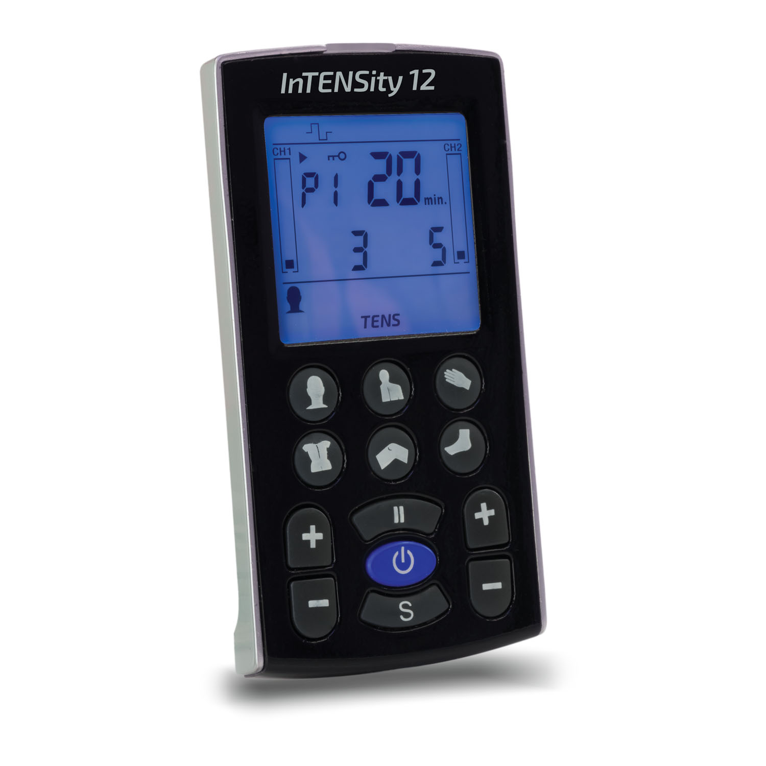 COMPASS HEALTH InTENSity™ 12 PORTABLE TENS PAIN RELEIF SYSTEM Pain Relief System, Full Kit Includes the Following: Device, 4 Pack of InTENSity™ Electrodes, Pair of Lead Wires, Lithium Ion Battery, Wall/USB Charger, Belt Clip, Instruction Manual, Quick Start Guide, and Carrying Case, Basic Assembly Required, 1 Year Warranty (092869) (Item is considered HAZMAT and cannot ship via Air or to AK, GU, HI, MP, PR, VI) Compass Health DI1212