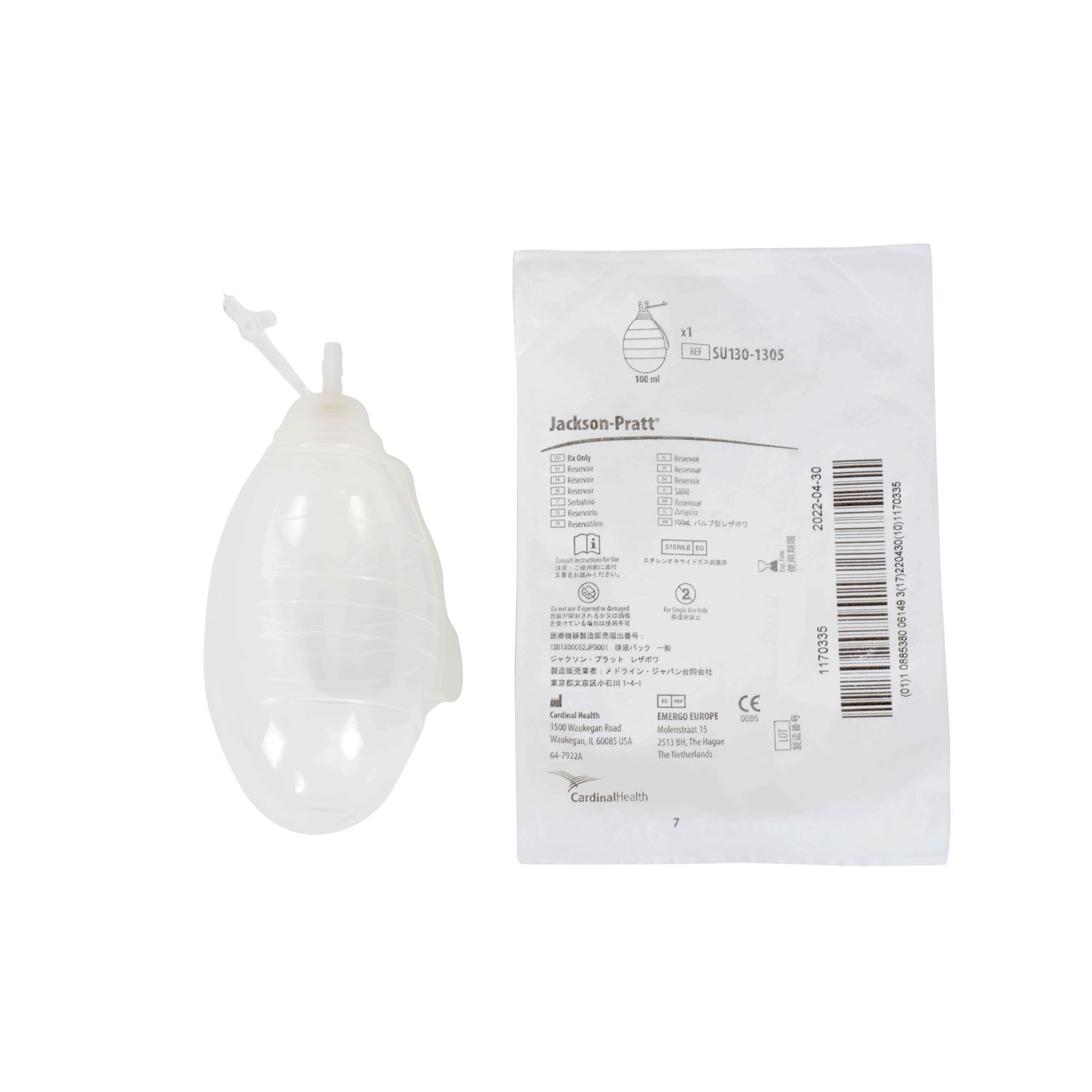 CARDINAL HEALTH JACKSON-PRATT® 100CC AND 400CC SILICONE BULB RESERVOIRS AND RESERVOIR KITS Silicone Bulb Reservoir Only, 100cc, 10/bx, 3 bx/cs (Continental US Only) Cardinal Health SU130-1305