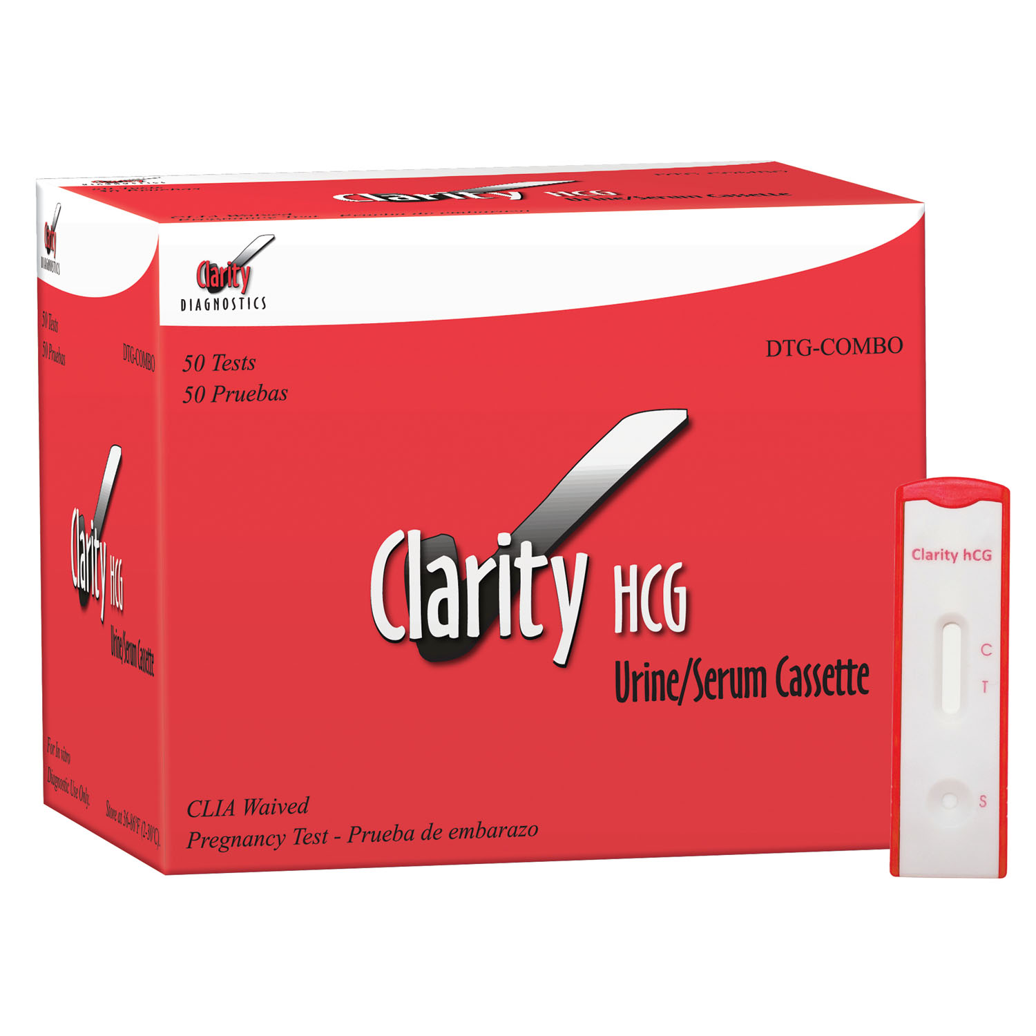 CLARITY DIAGNOSTICS PREGNANCY Clarity HCG Combo Cassette, CLIA Waived, 50/bx Clarity Diagnostics, LLC DTG-COMBO