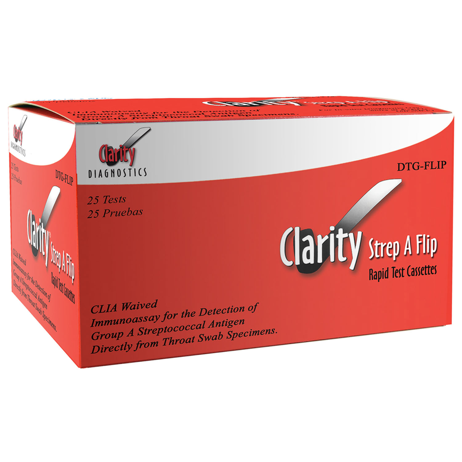 CLARITY DIAGNOSTICS INFECTIOUS DISEASE Clarirty Strep A Flip Cassette, Waived 25/bx Clarity Diagnostics, LLC DTG-STPFLIP