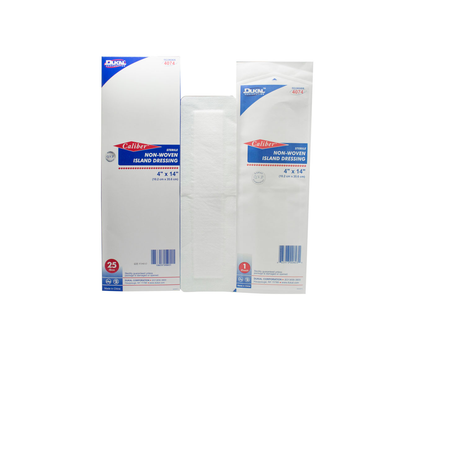 DUKAL NON-WOVEN ISLAND DRESSING Island Dressing, 4" x 14", Non-Woven, Adhesive Backing, Sterile, 25/bx, 2 bx/cs Dukal Corporation 4074