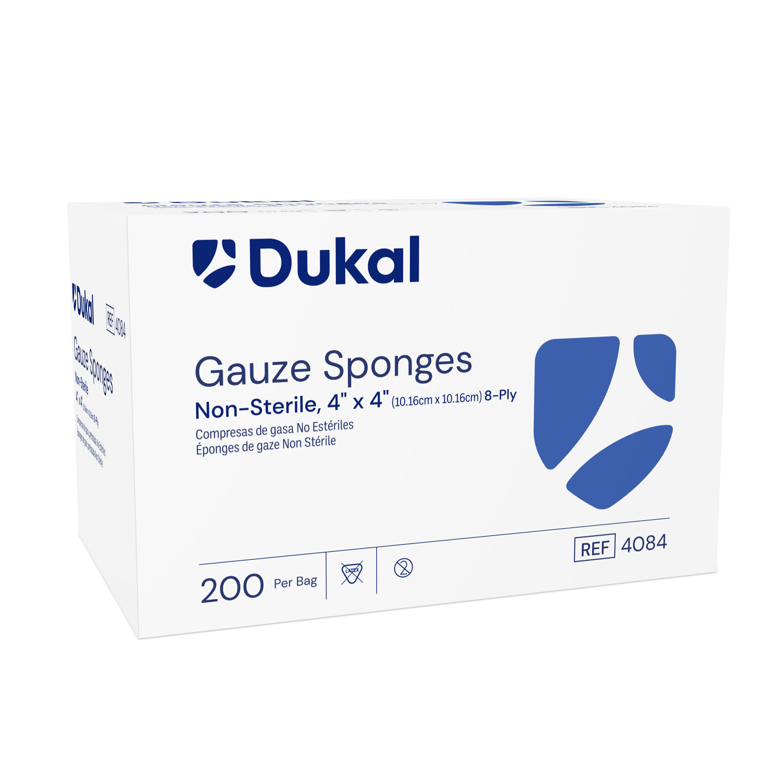 DUKAL WOVEN COTTON GAUZE SPONGES Gauze Sponge, 4" x 4", Non-Sterile, 8-Ply, 200/bg, 20 bg/cs (42 cs/plt) Dukal Corporation 4084