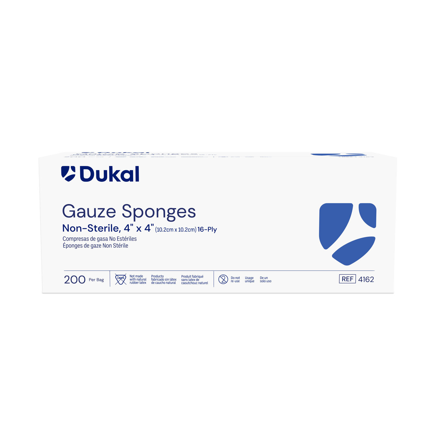 DUKAL WOVEN COTTON GAUZE SPONGES Gauze Sponge, 4" x 4", Non-Sterile, 16-Ply, 200/bg, 10 bg/cs Dukal Corporation 4162