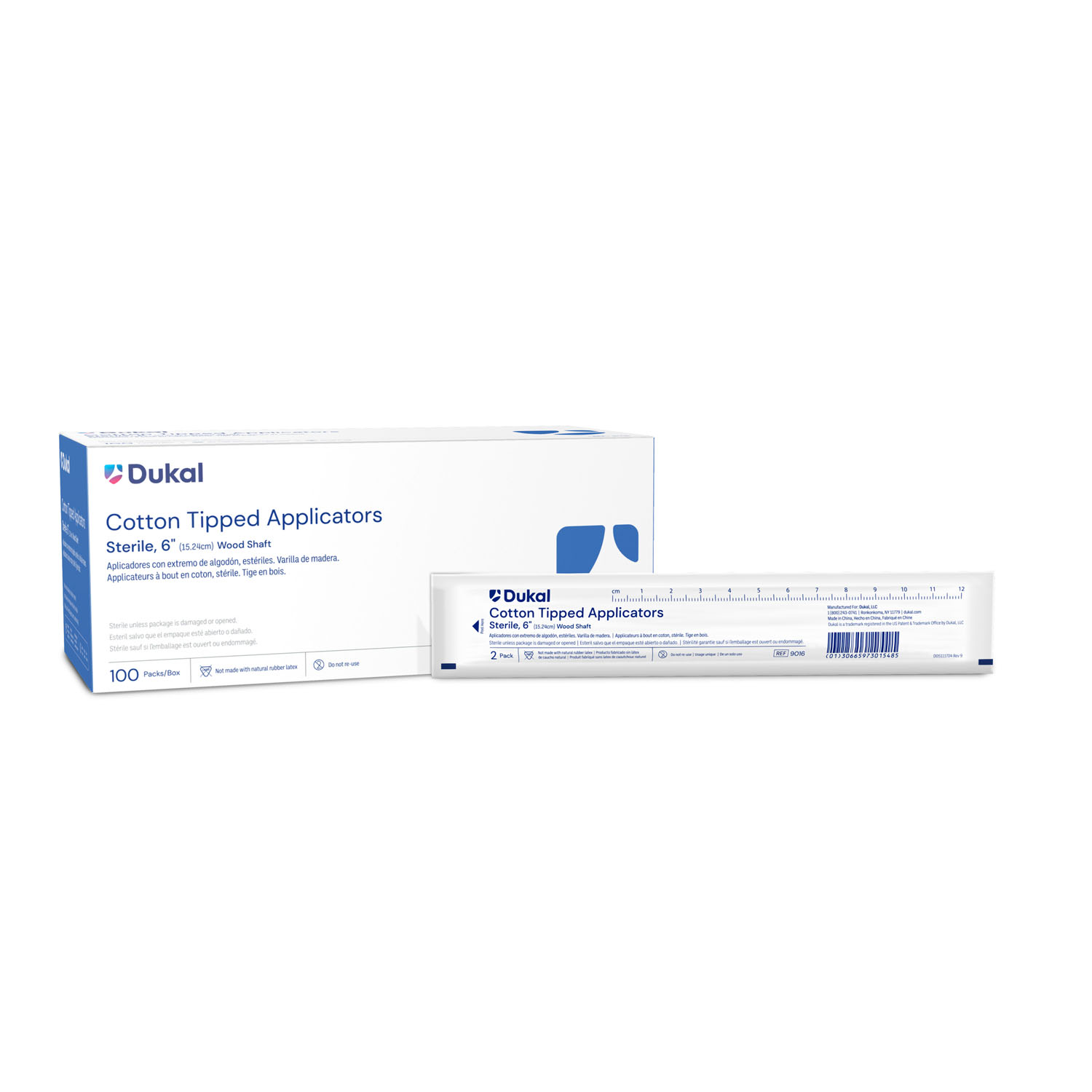 DUKAL COTTON TIPPED APPLICATORS Applicator, 6" Cotton Tip, Sterile, 2/pk, 100 pk/bx, 10 bx/cs (60 cs/plt) Dukal Corporation 9016
