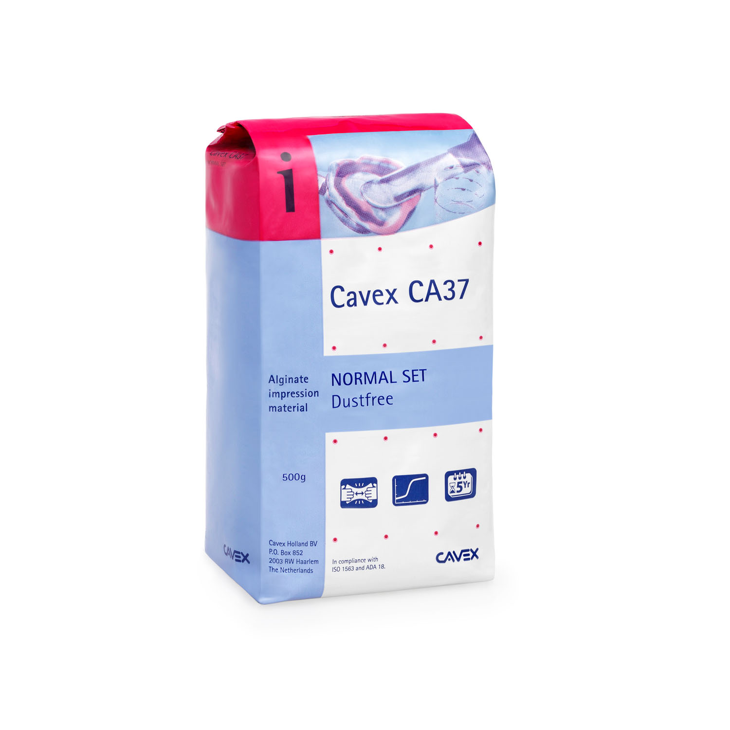 DUKAL CAVEX IMPRESSION MATERIAL Cavex CA37 Alginate, Regular Set, Dust-free, 500g bag, 20 bg/cs (Temporarily Unavailable for Sale - No Est Date of Availability) Dukal Corporation AA075