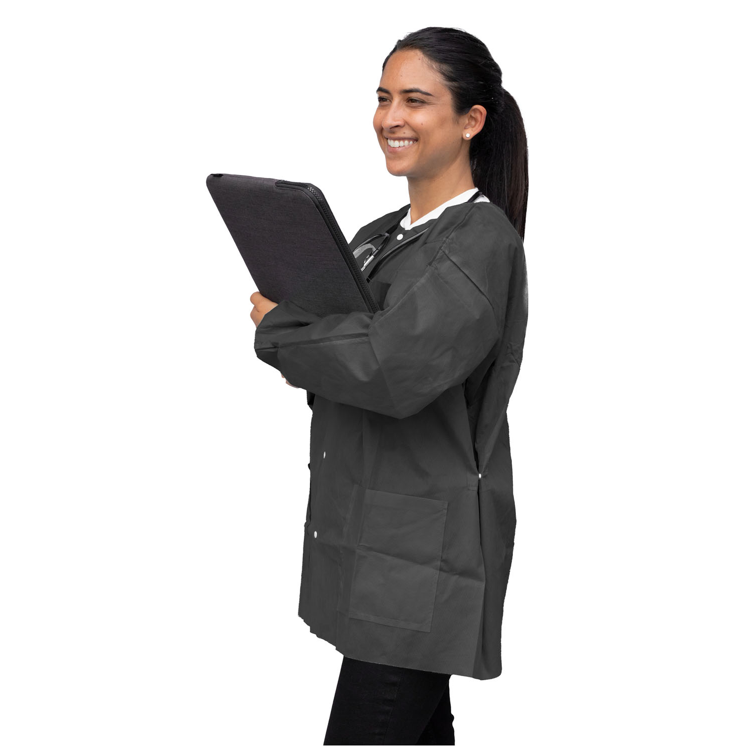 DUKAL UNIPACK PERSONAL PROTECTION FitMe Lab Jackets, XX-Large, Black, 10/bg Dukal Corporation UGJ-6500-XXL