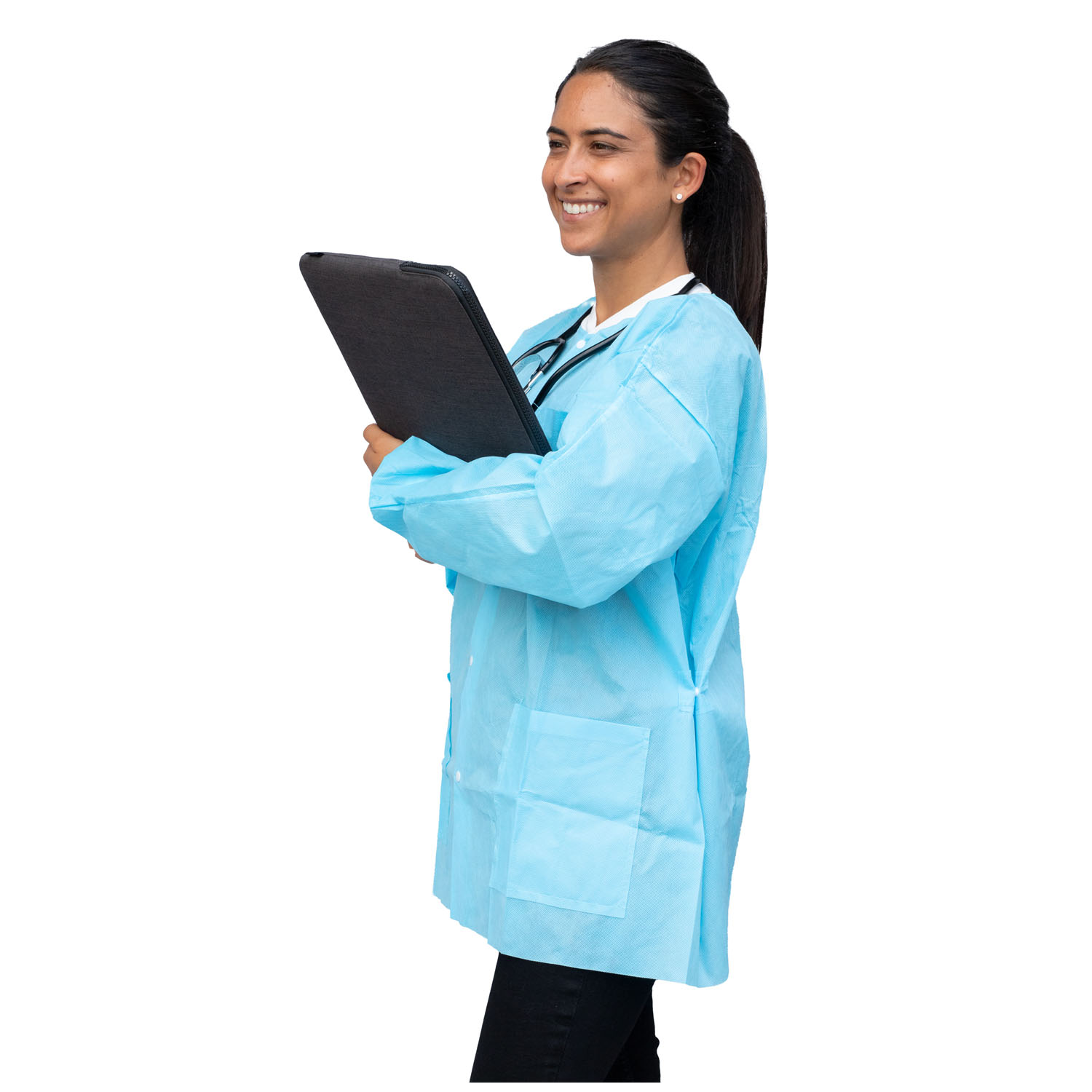 DUKAL UNIPACK PERSONAL PROTECTION FitMe Lab Jackets, XX-Large, Sky Blue, 10/bg Dukal Corporation UGJ-6501-XXL