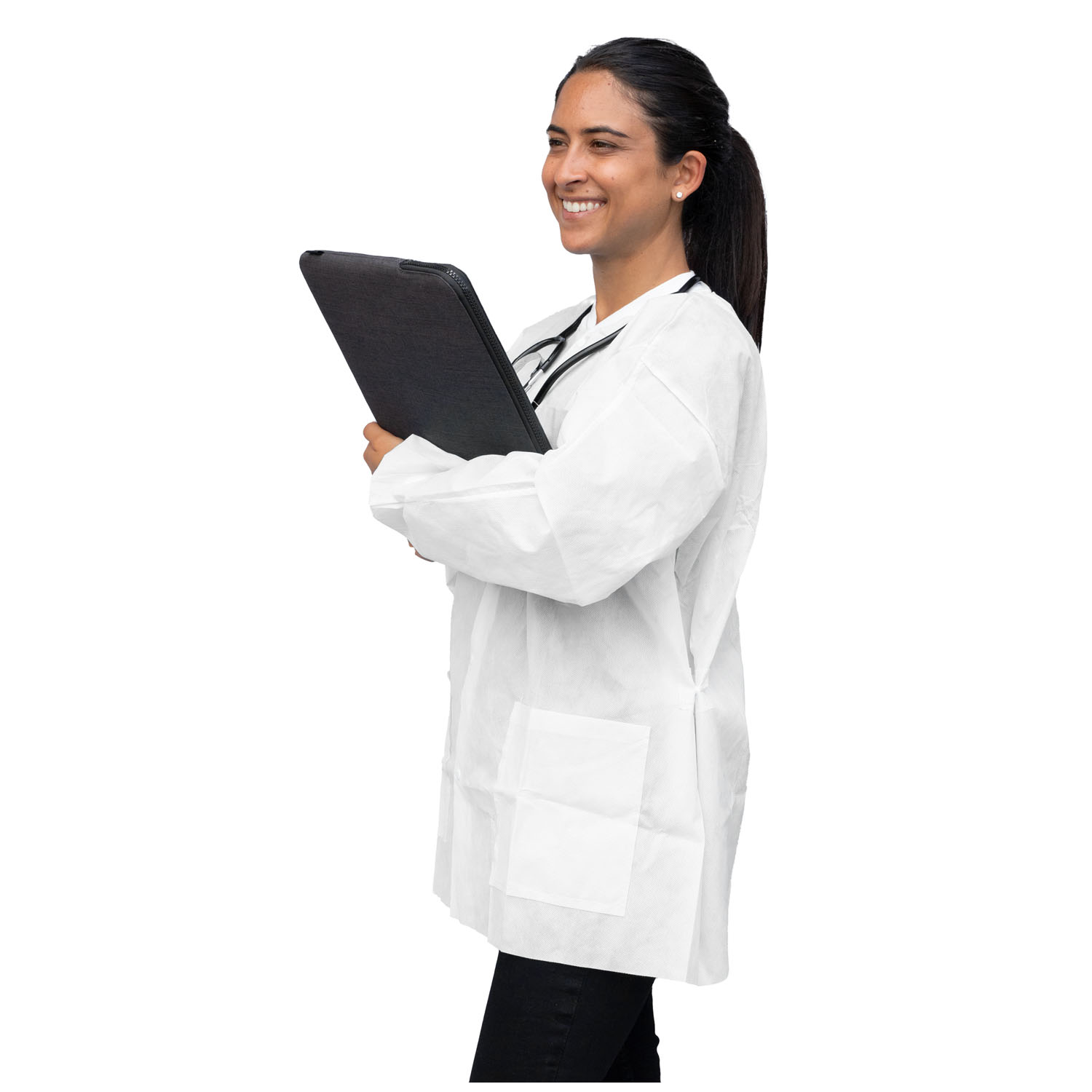 DUKAL UNIPACK PERSONAL PROTECTION FitMe Lab Jackets, XX-Large, White, 10/bg Dukal Corporation UGJ-6502-XXL