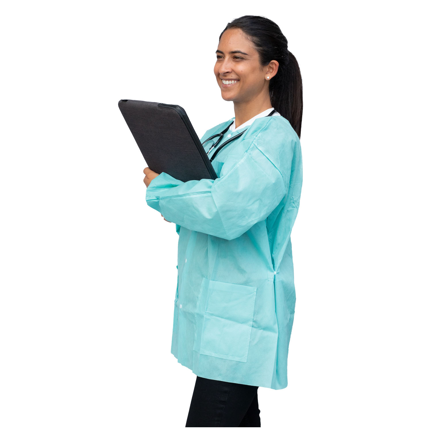 DUKAL UNIPACK PERSONAL PROTECTION FitMe Lab Jackets, XX-Large, Teal/ Green, 10/bg Dukal Corporation UGJ-6505-XXL