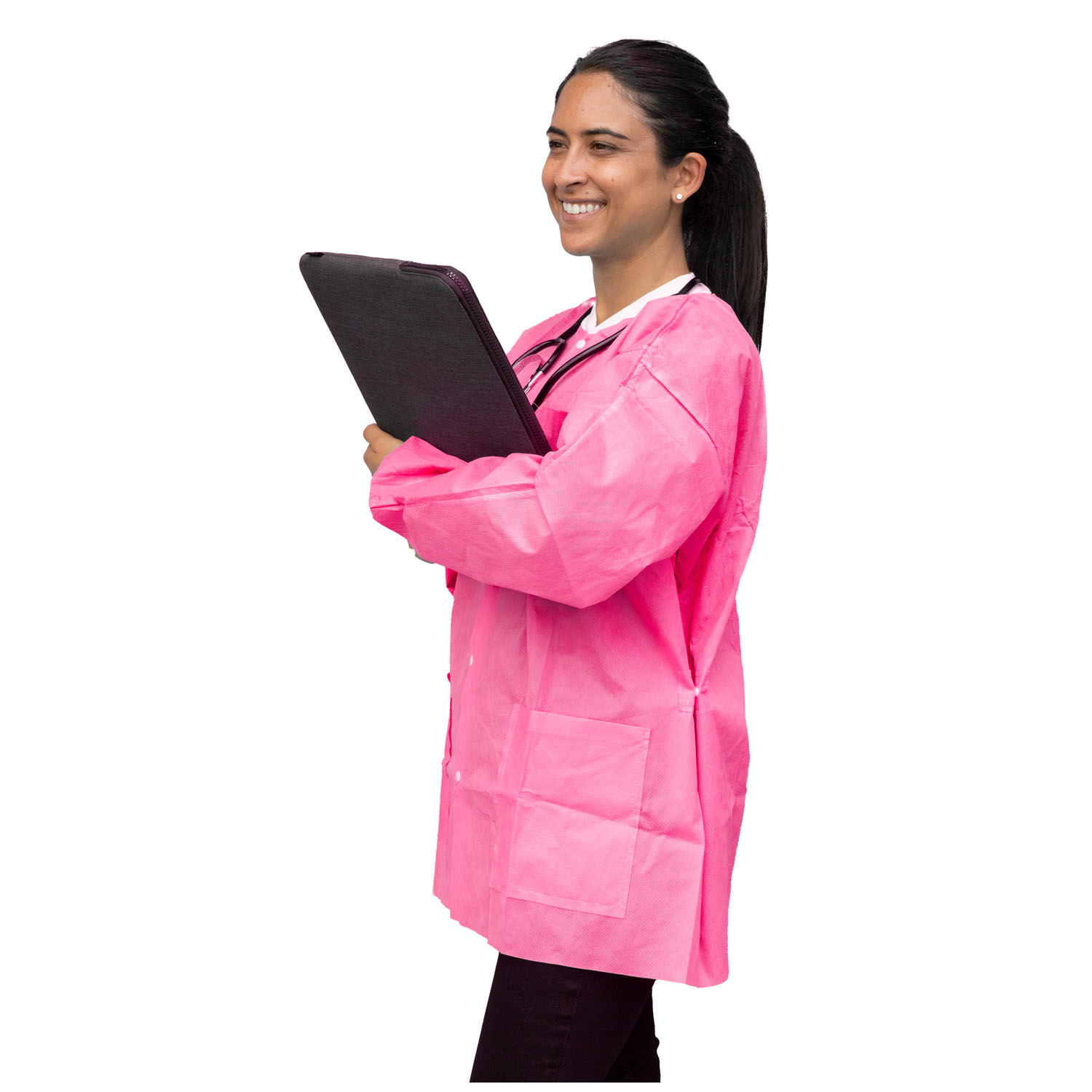 DUKAL UNIPACK PERSONAL PROTECTION FitMe Lab Jackets, XX-Large, Raspberry Pink, 10/bg Dukal Corporation UGJ-6509-XXL