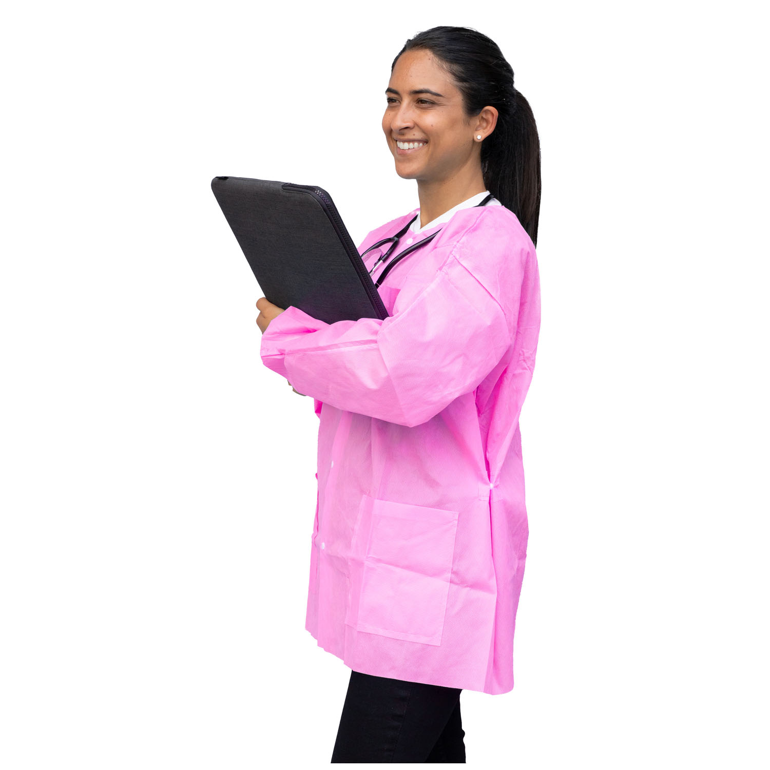DUKAL UNIPACK PERSONAL PROTECTION FitMe Lab Jackets, XX-Large, Bubblegum Pink, 10/bg Dukal Corporation UGJ-6510-XXL