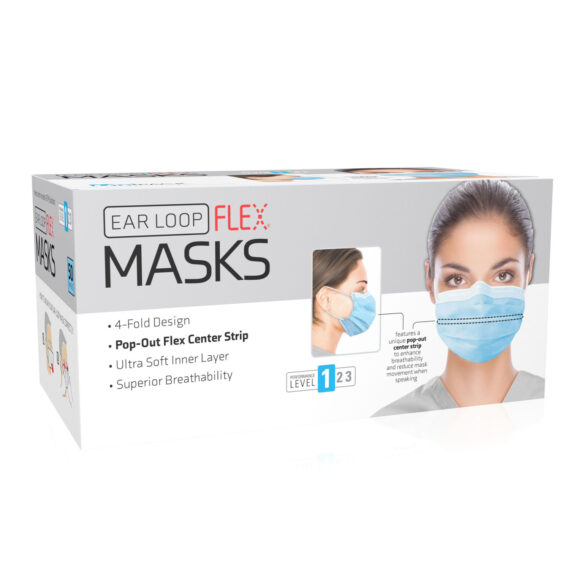 DUKAL PROCEDURE MASKS Flex Mask, Level 1, Ear-Loop, Blue, 50/bx, 20 bx/cs Dukal Corporation ULM-6181