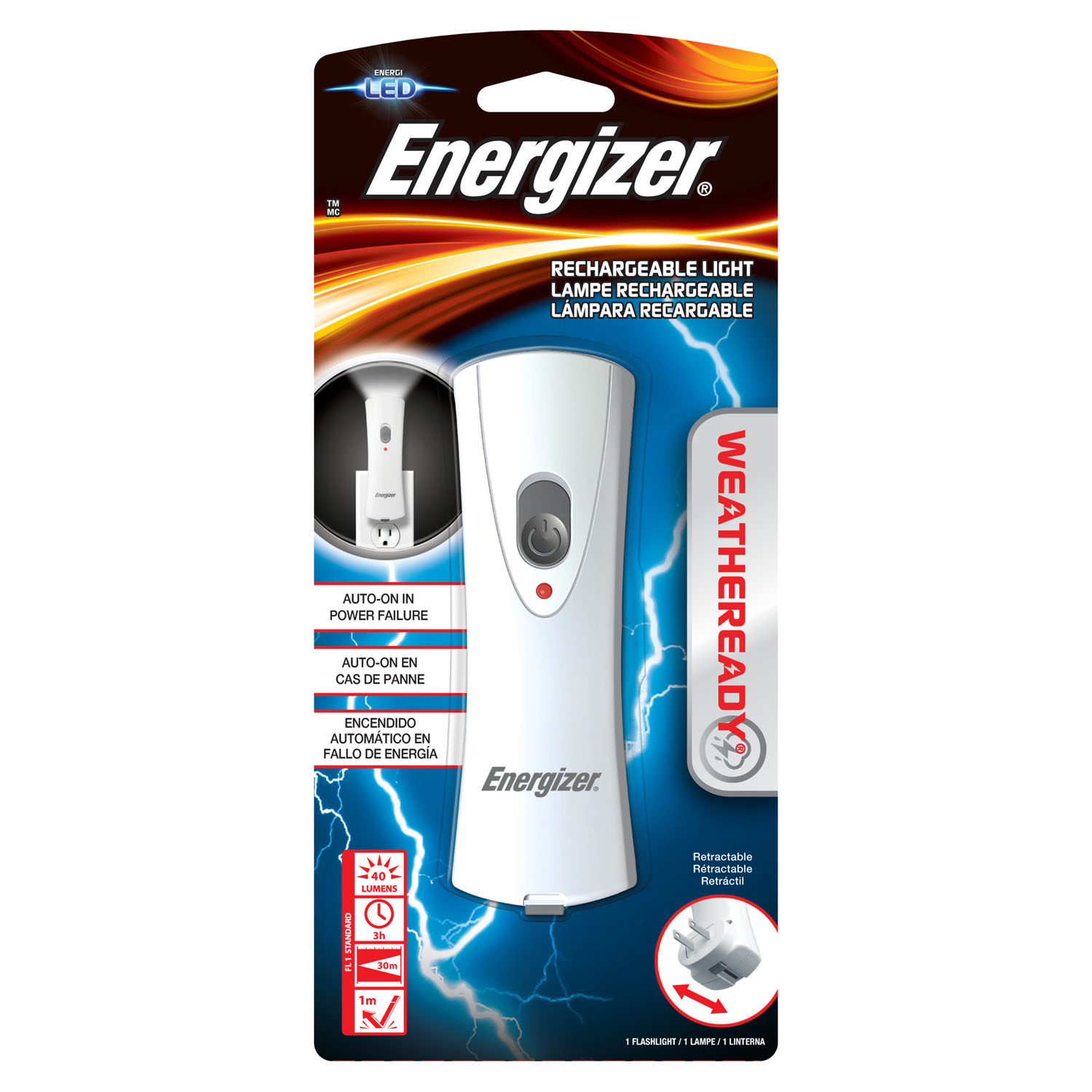 ENERGIZER FLASHLIGHT - ECONOMY Energizer Emergency Rechargeable Light, 3/cs Energizer Battery, Inc. RCL1FN2WR