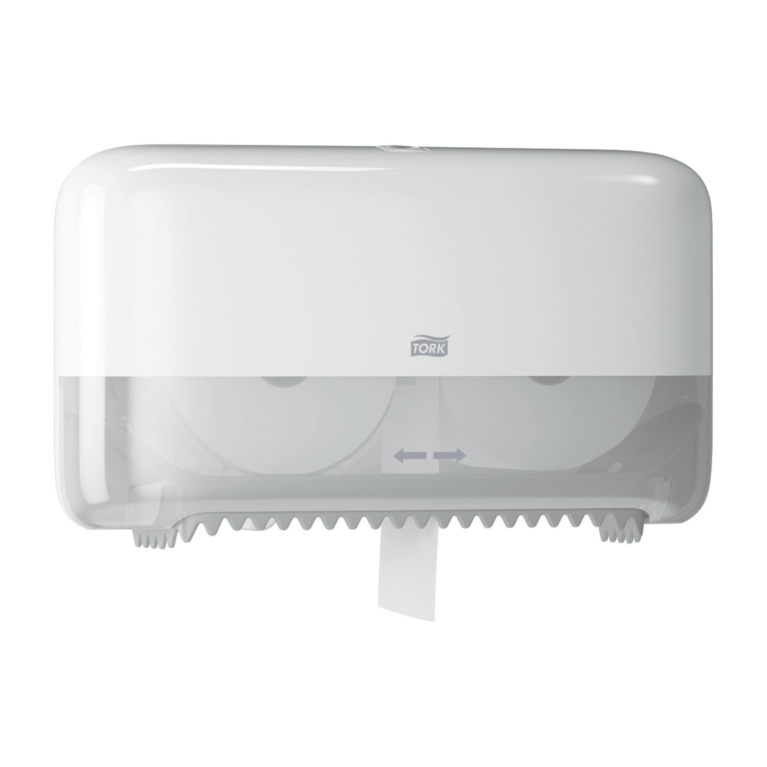ESSITY TORK BATH TISSUE DISPENSER Elevation Bath Tissue Dispenser, Coreless, High Capacity, Universal, White, T7, Plastic, 8.2" x 14.2" x 5.1" (234 cs/plt) Essity Professional Hygiene North America, LLC 473200