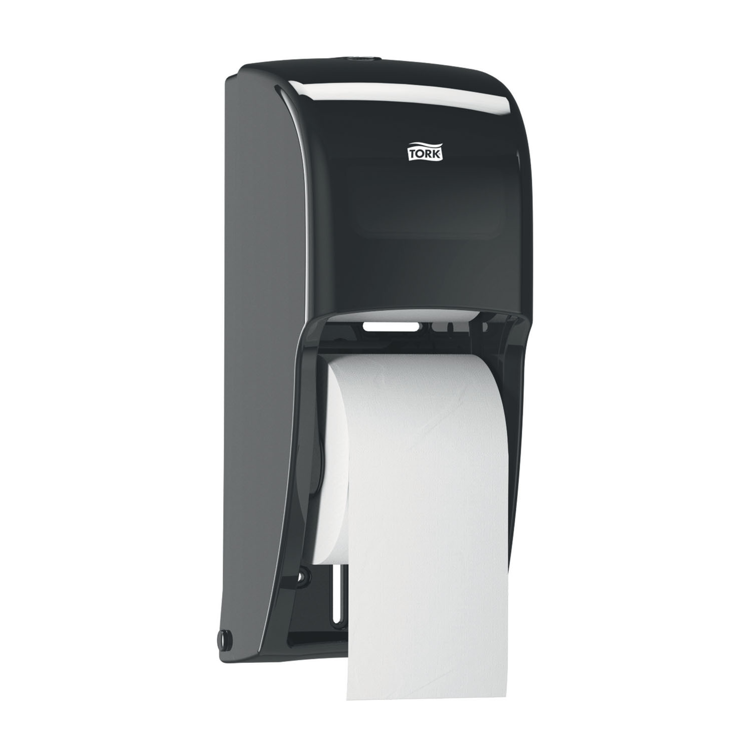ESSITY TORK BATH TISSUE DISPENSER Bath Tissue Roll Dispenser, High Capacity, Universal, Black, T26, Plastic, 14.2" x 6.3" x 6.5" (266 cs/plt) Essity Professional Hygiene North America, LLC 555628