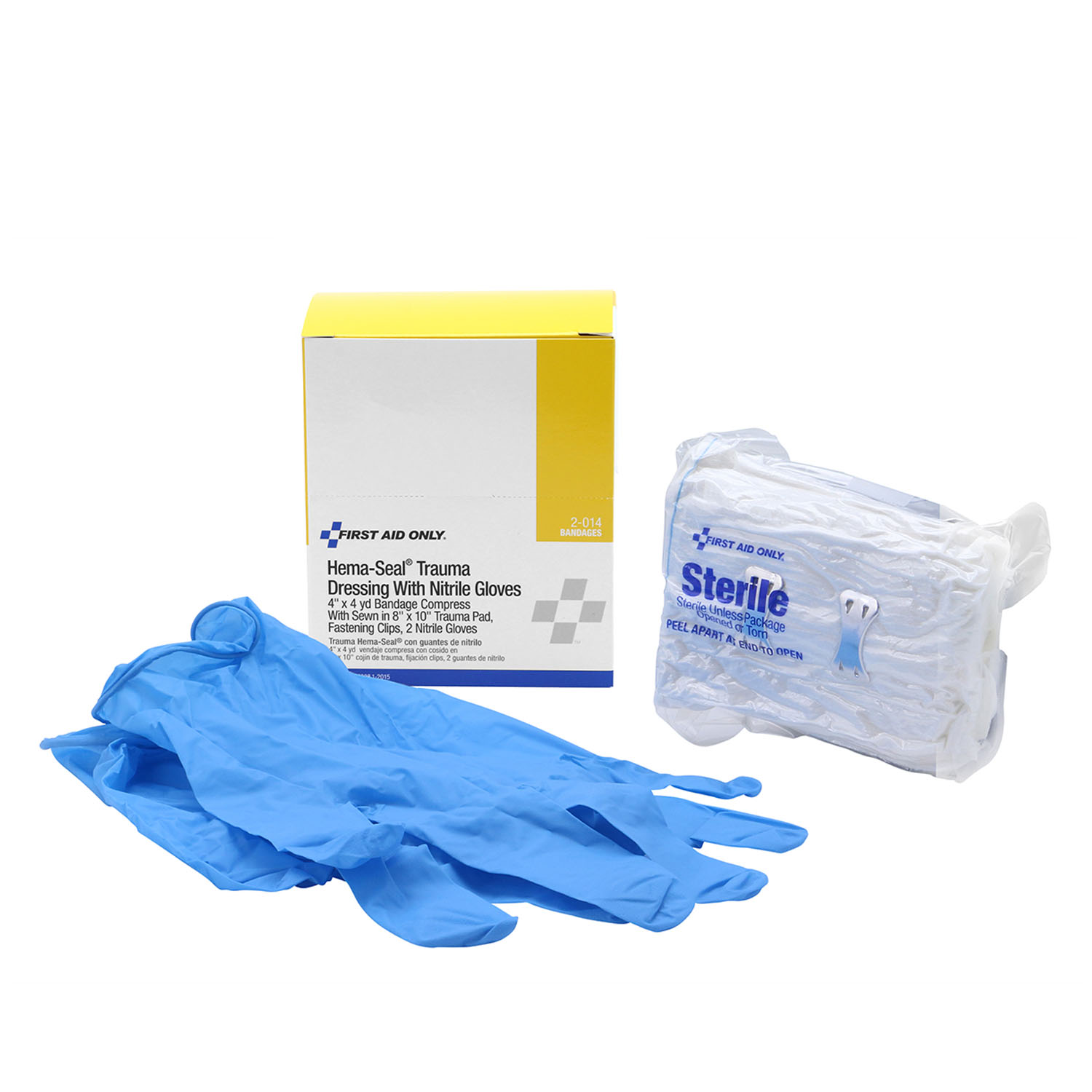 FIRST AID ONLY/ACME UNITED WOUND CARE Hema-Seal Trauma Dressing, 8"x10", (2) Nitrile Gloves (DROP SHIP ONLY - $150 Minimum Order) First Aid Only/Acme United Corporation 2-014-001