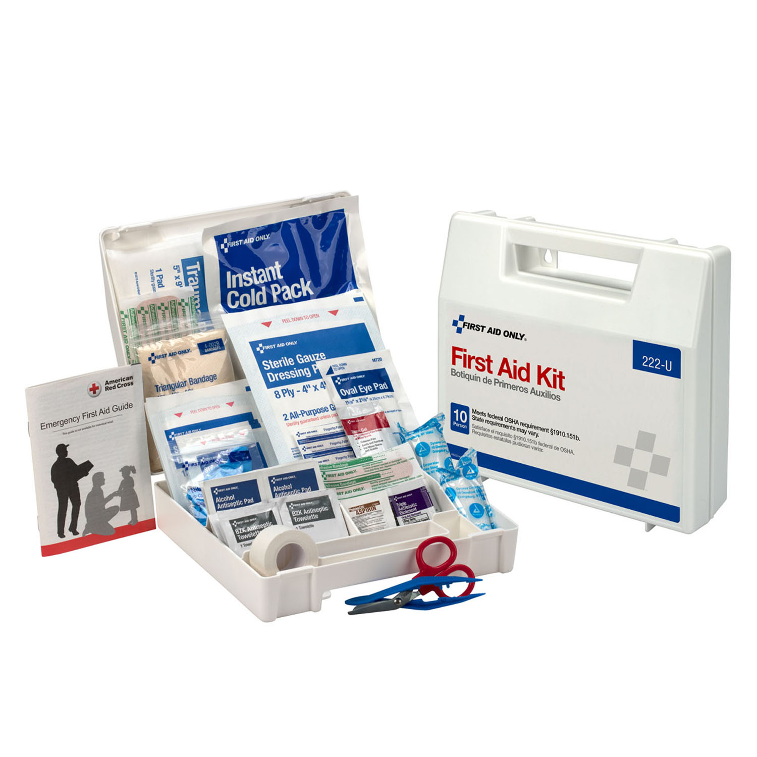 FIRST AID ONLY/ACME UNITED FIRST AID KITS 10 Person First Aid Kit, Plastic Case w/ Dividers (DROP SHIP ONLY - $150 Minimum Order) First Aid Only/Acme United Corporation 222-U