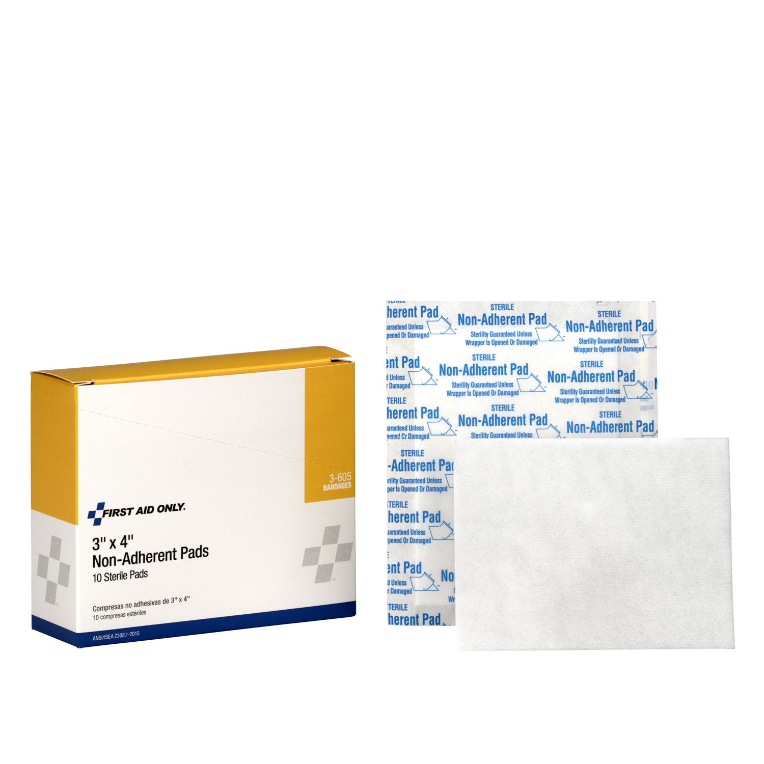 FIRST AID ONLY/ACME UNITED WOUND CARE Non-Adherent Pads, 3"x4", 10/bx (DROP SHIP ONLY - $150 Minimum Order) First Aid Only/Acme United Corporation 3-605