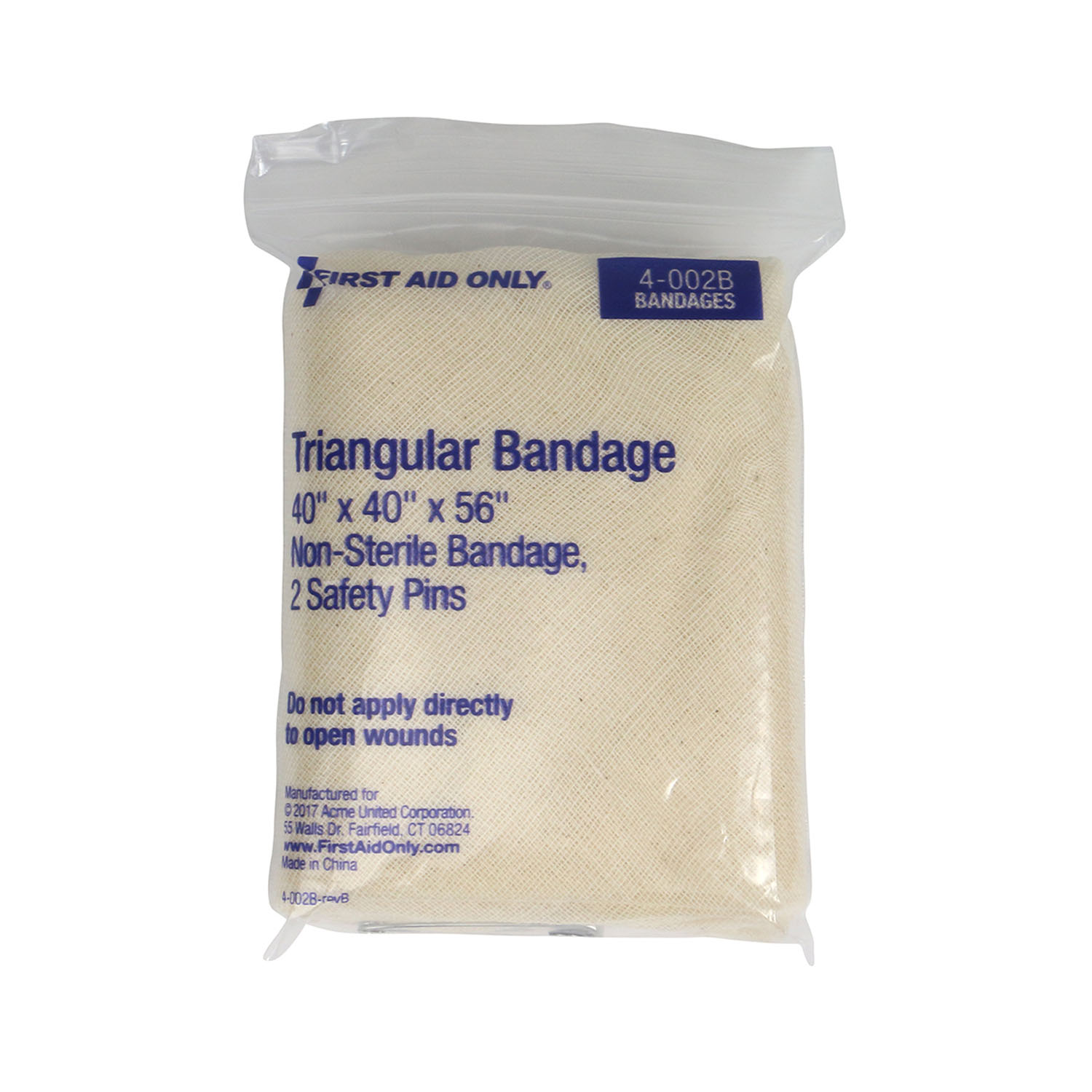 FIRST AID ONLY/ACME UNITED WOUND CARE Muslin Triangular Bandage, 40"x40"x56", 1/bg  (DROP SHIP ONLY - $150 Minimum Order) First Aid Only/Acme United Corporation 4-002B