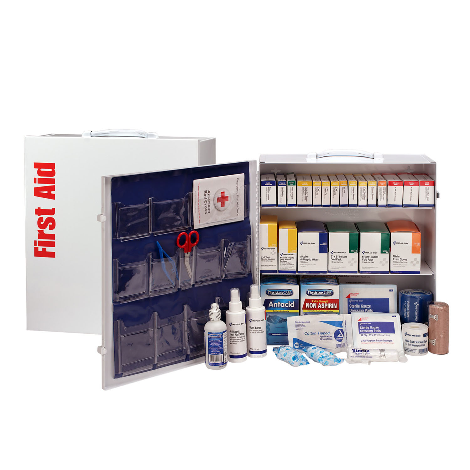 FIRST AID ONLY/ACME UNITED FIRST AID STATION - 3 SHELF 3 Shelf First Aid ANSI B+ Metal Cabinet, w/ Meds (DROP SHIP ONLY - $150 Minimum Order) First Aid Only/Acme United Corporation 90575