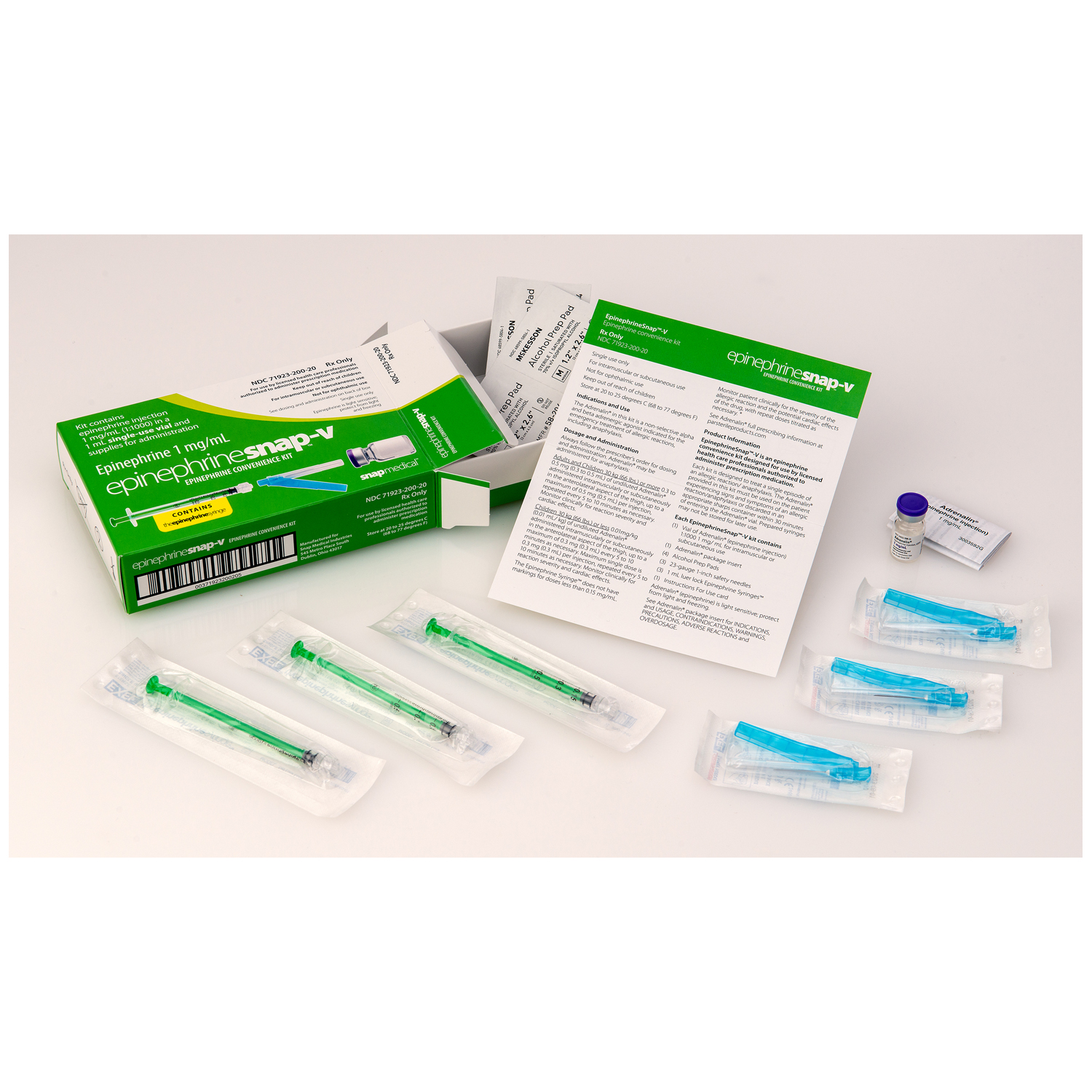 SNAP MEDICAL EPINEPHRINE KITS Epinephrine Snap-V Convenience Kit for Anaphylactic Emergencies (Rx) (US Only, Excluding IN and ND) (Separate PO Required; Product is Non-Returnable) Snap Medical Industries 71923020020