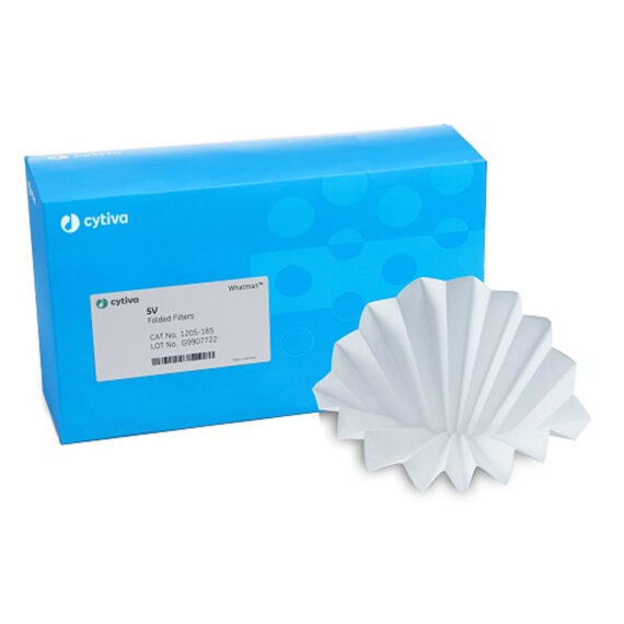 CYTIVA CELLULOSE FILTER PAPERS Filter Circles, 110mm Dia, Folded Prepleated Grade 5V, 100/pk Cytiva 1205-110