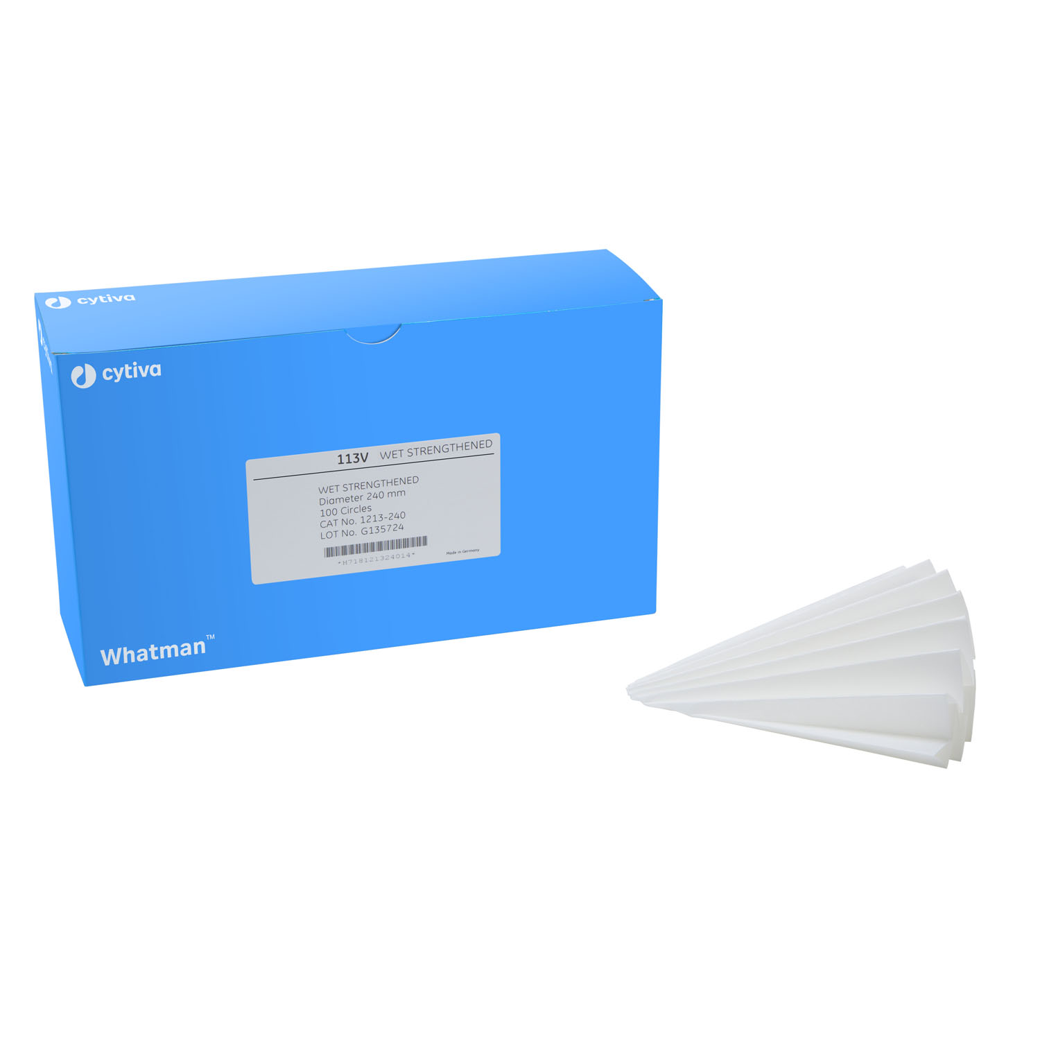 CYTIVA CELLULOSE FILTER PAPERS Filter Circles, 150mm Dia, Folded Prepleated Grade 113V, 100/pk Cytiva 1213-150