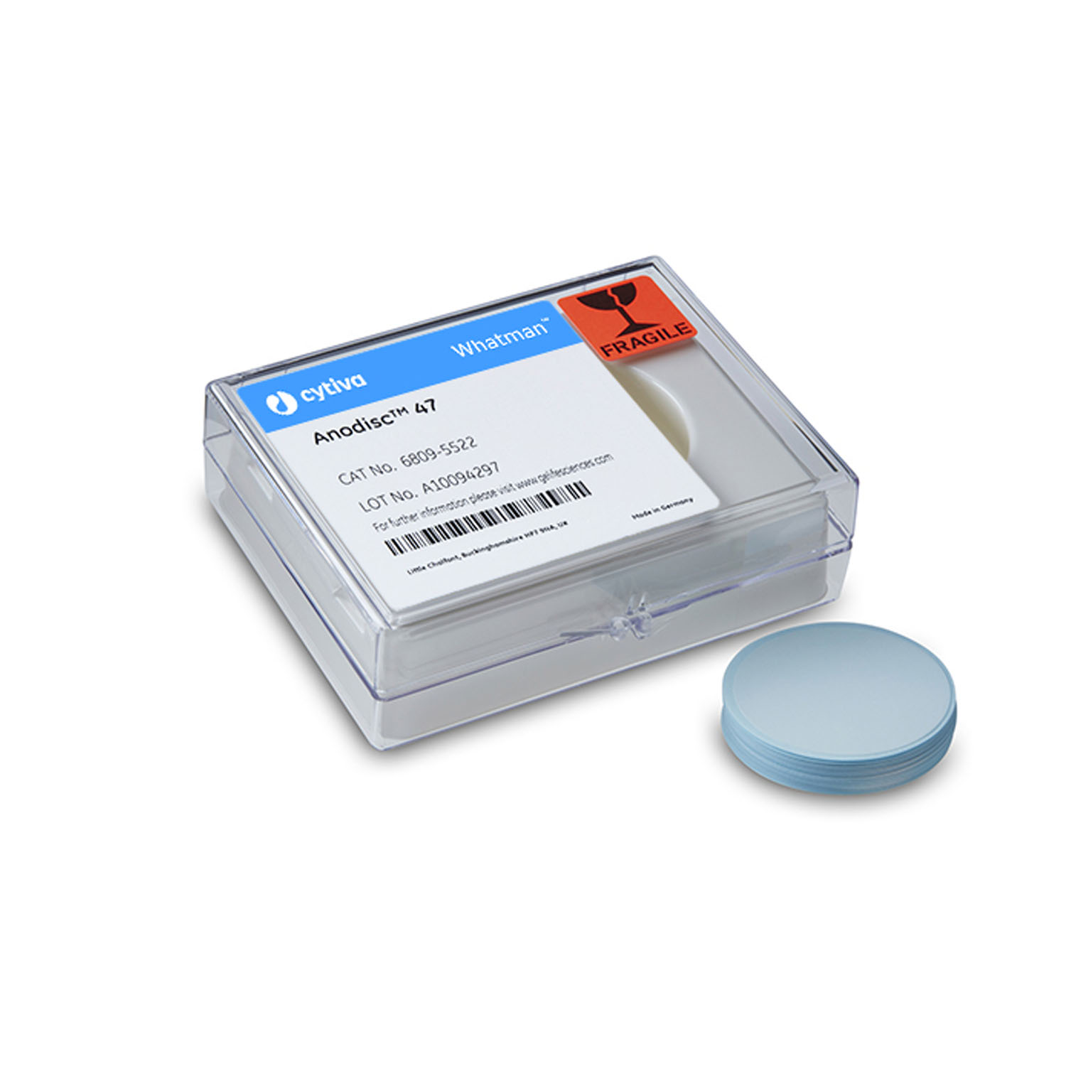 CYTIVA MEMBRANE FILTER PAPERS Filter Circles, 13mm Dia, Anopore Inorganic Anodisc 13 (no support ring), 0.1µm Pore Size, 100/pk Cytiva 6809-7013