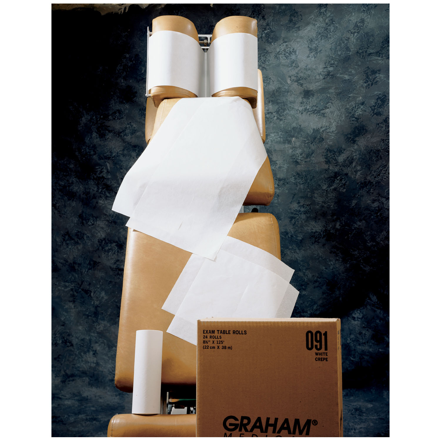 GRAHAM MEDICAL CHIROPRACTIC QUALITY HEADREST PAPERS Chiropractic Headrest Roll, 8½" x 225 ft, Economy, White, Smooth, 25/cs (54 cs/plt) Graham Medical 49020