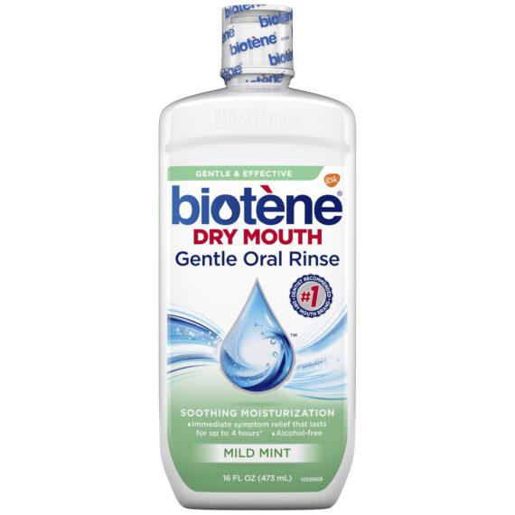 HALEON BIOTÈNE® DRY MOUTH ORAL RINSE Biotène Dry Mouth Gentle Oral Rinse, Mild Mint, 16 oz. bottle, 4/pkg, 2 pkg/cs (8 bottles total) (Available for sale in US only) GSK# 00456 (Products cannot be sold on Amazon.com or any other third Party sites.) Haleon US Services Inc. 60000000042313