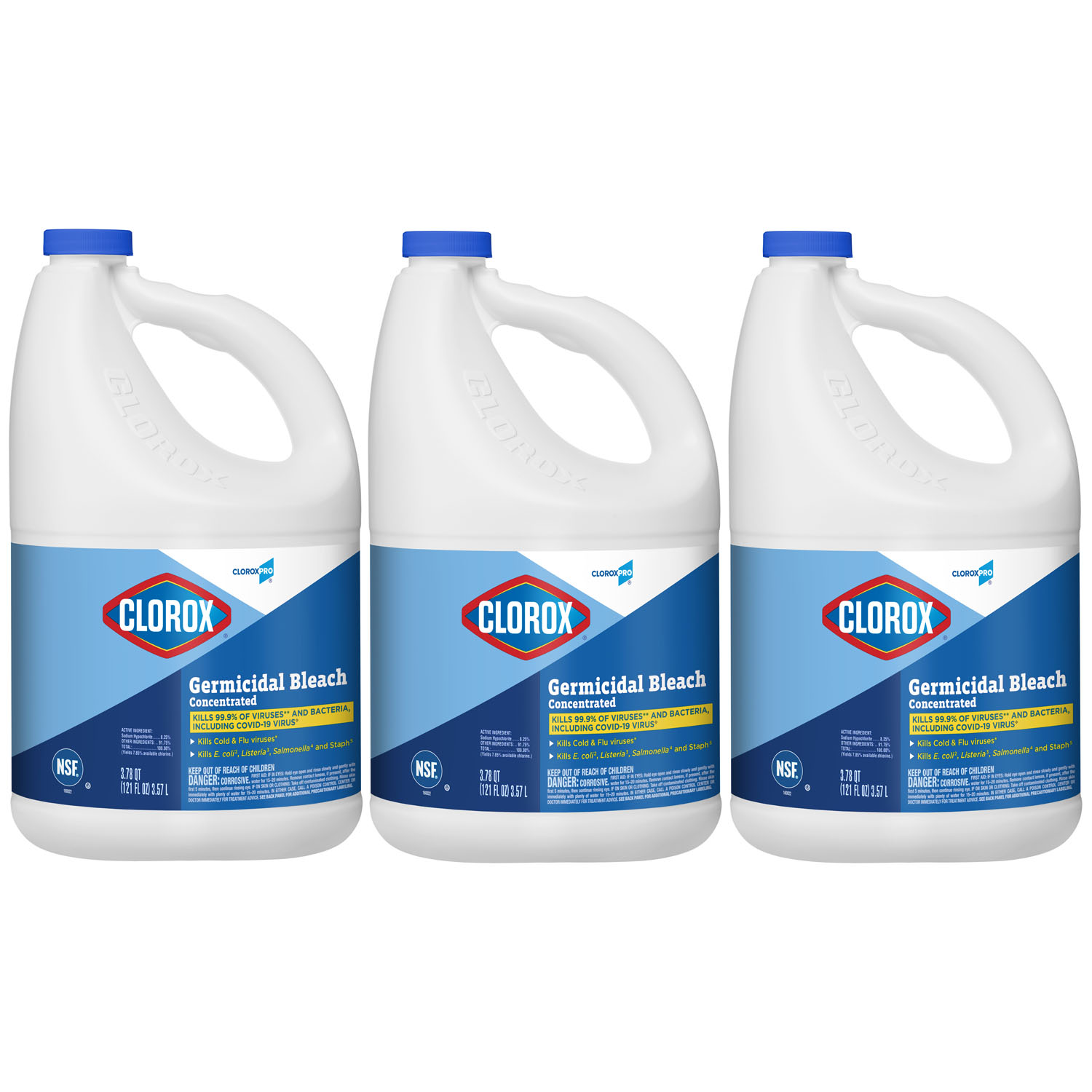 CLOROX HEALTHCARE® BLEACH GERMICIDAL CLEANERS CloroxPro™ Clorox® Germicidal Bleach, Concentrated, 121 fl oz Bottle, 3/cs (56 cs/plt) (Continental US Only) Clorox Sales Company 30966