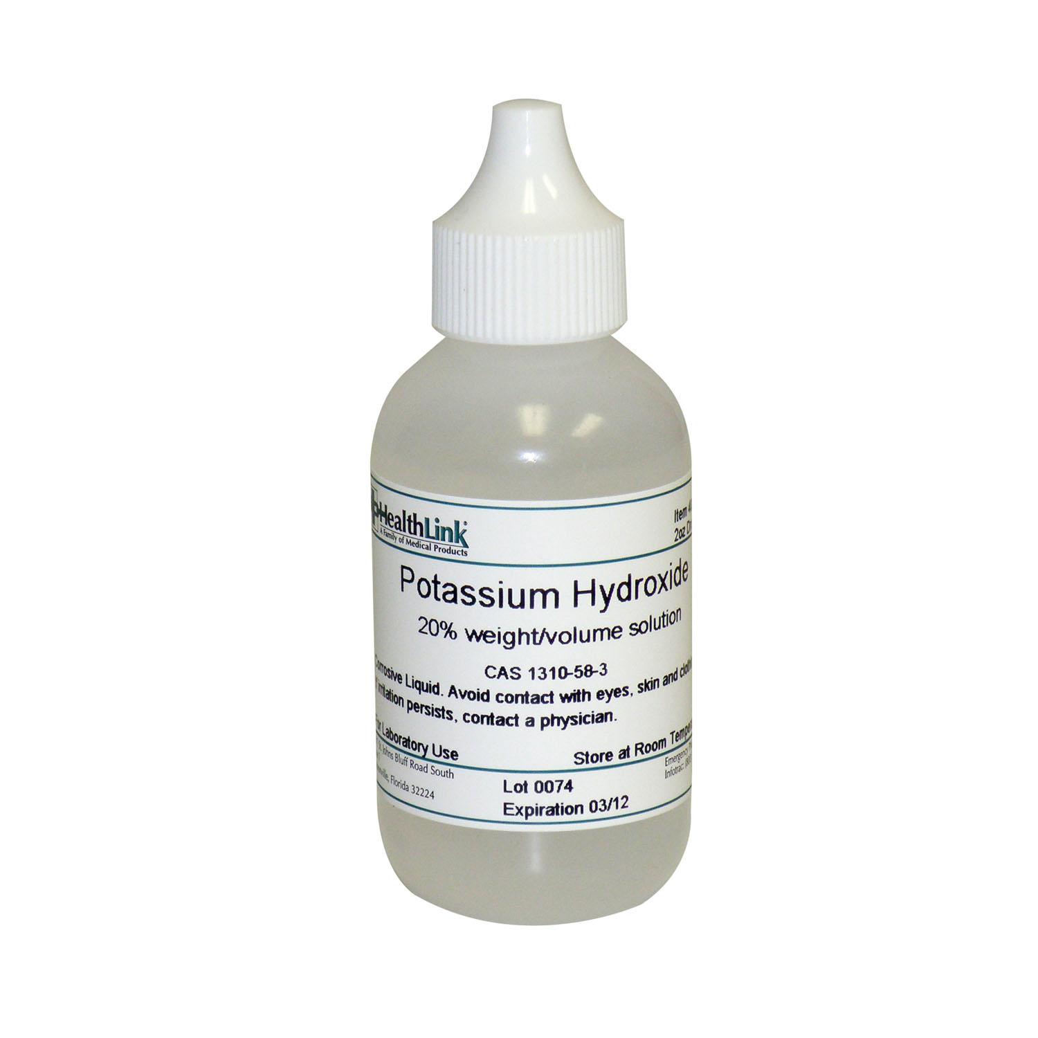 EDM3 STAINS AND REAGENTS Potassium Hydroxide, 20%, Dropper Bottle, 2 oz (Item is Non-Returnable) (US Only) (Item is considered HAZMAT and cannot ship via Air or to AK, GU, HI, MP, PR, VI) EDM3 Company LLC 400536