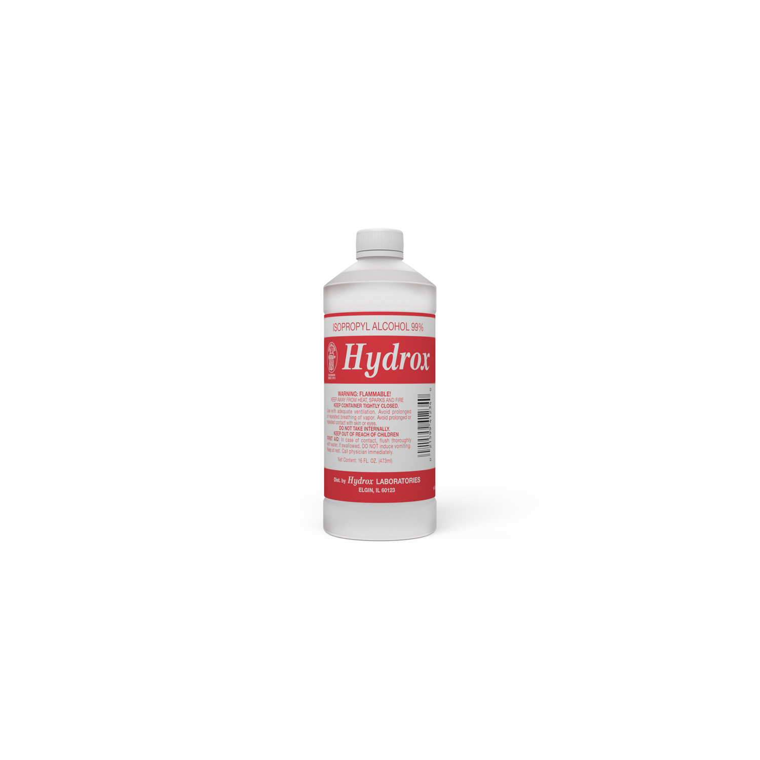 HYDROX LABORATORIES ISOPROPYL ALCOHOL Isopropyl Alcohol 99%, 16 oz, 12 btl/cs (144 cs/plt) (US Only) (Item is considered HAZMAT and cannot ship via Air or to AK, GU, HI, MP, PR, VI) Hydrox Laboratories D0052
